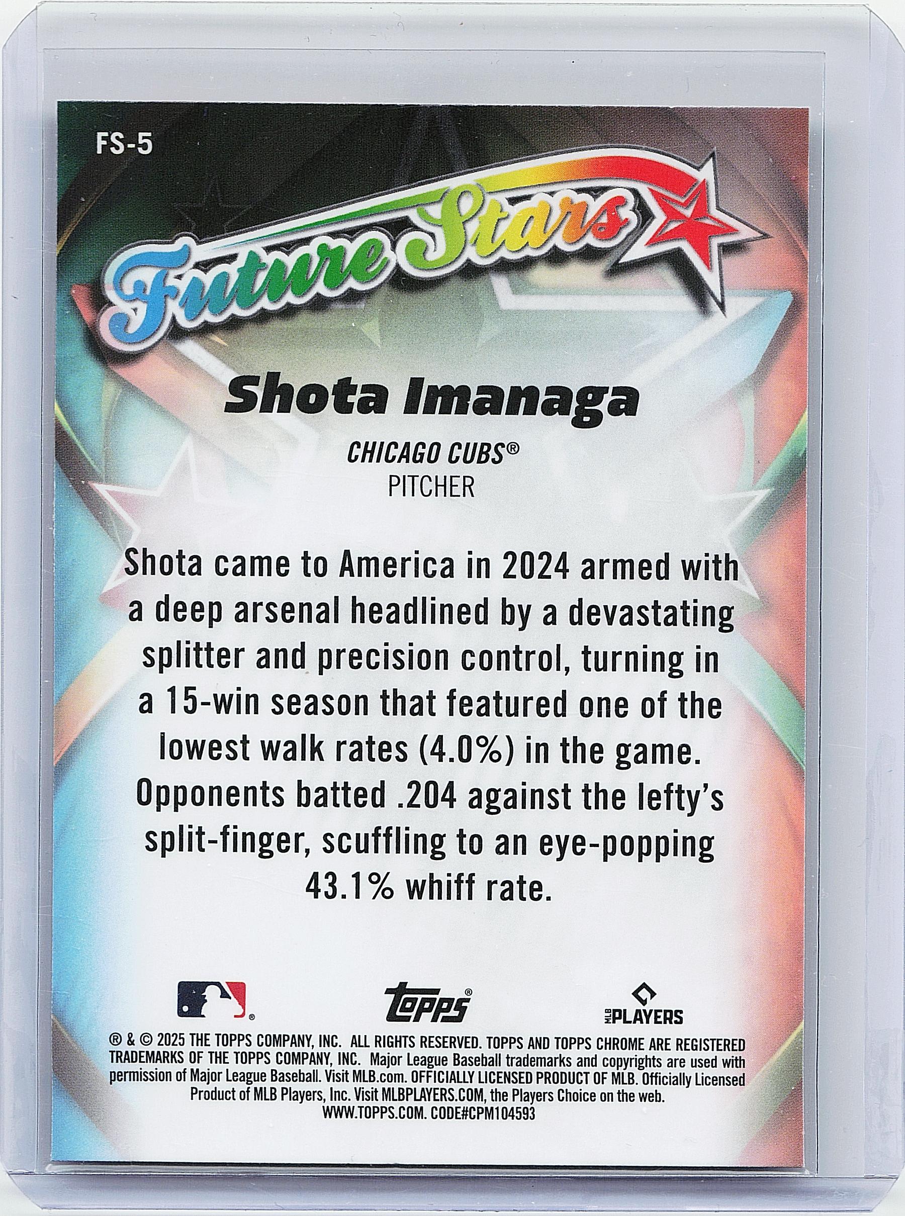 2025 Topps Chrome #FS-5 Shota Imanaga Future Stars