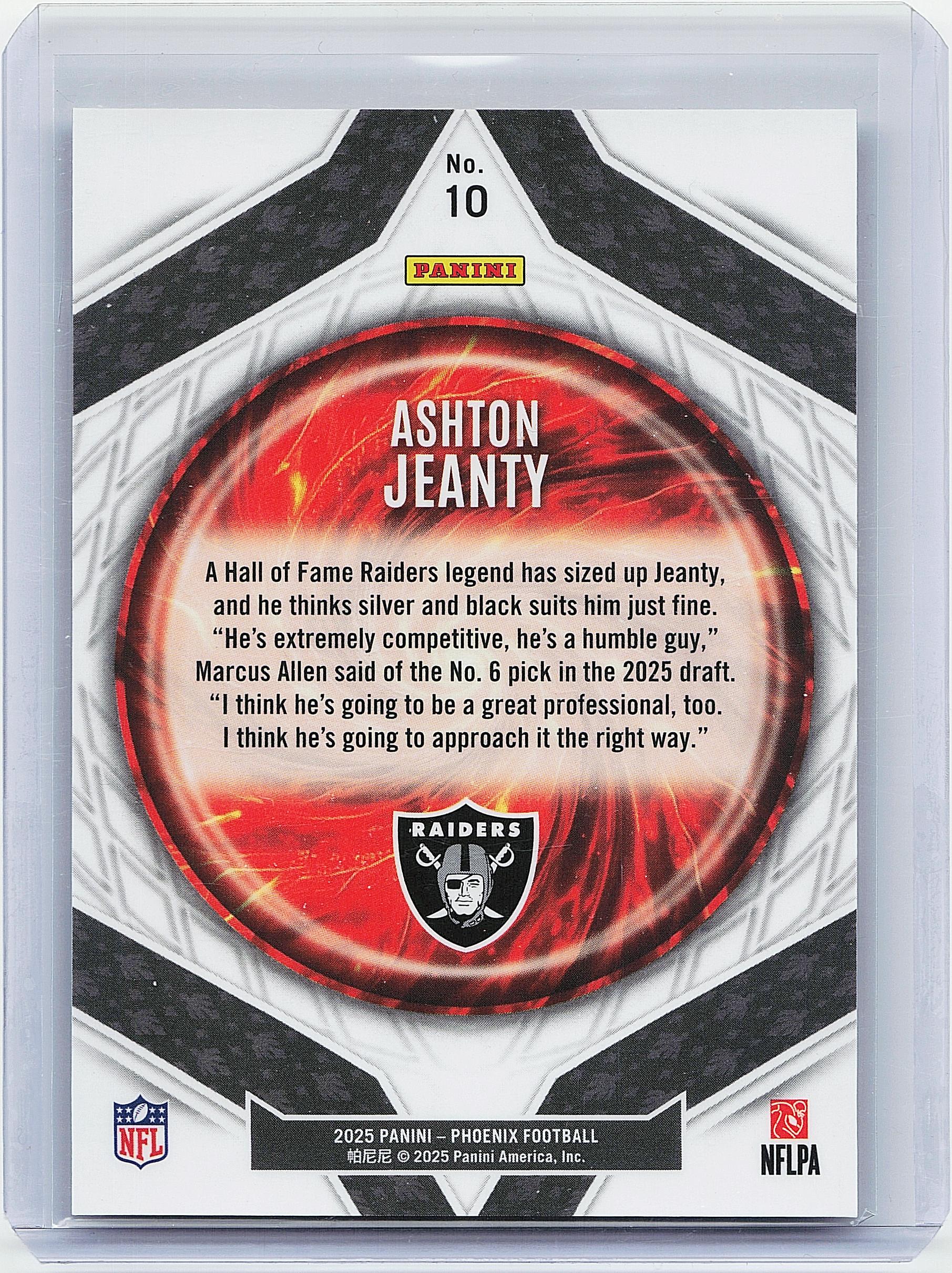 2025 Panini Phoenix #10 Ashton Jeanty Paragon