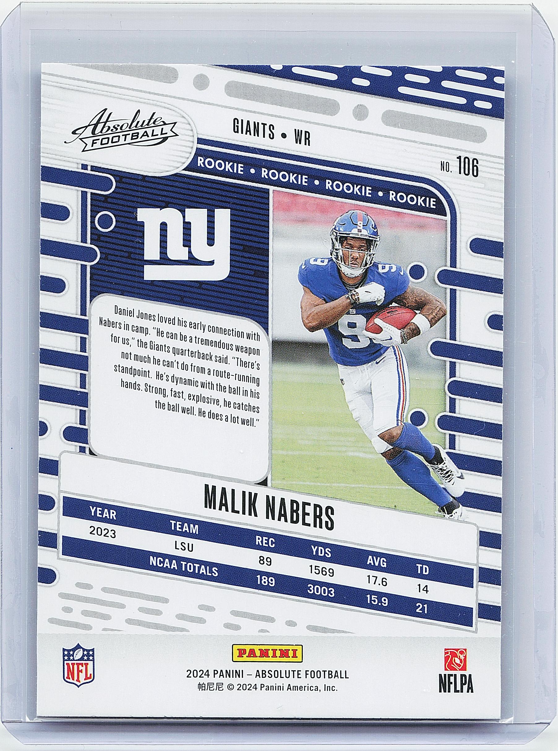 2024 Panini Absolute #106 Malik Nabers Retail
