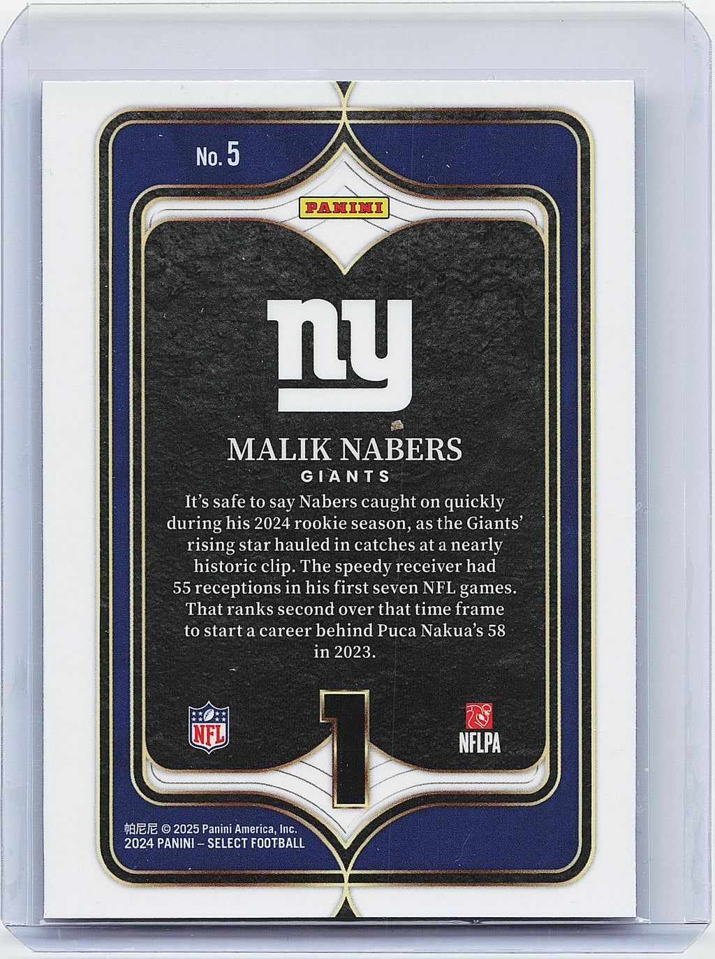 2024 Panini Select #5 Malik Nabers Select Numbers