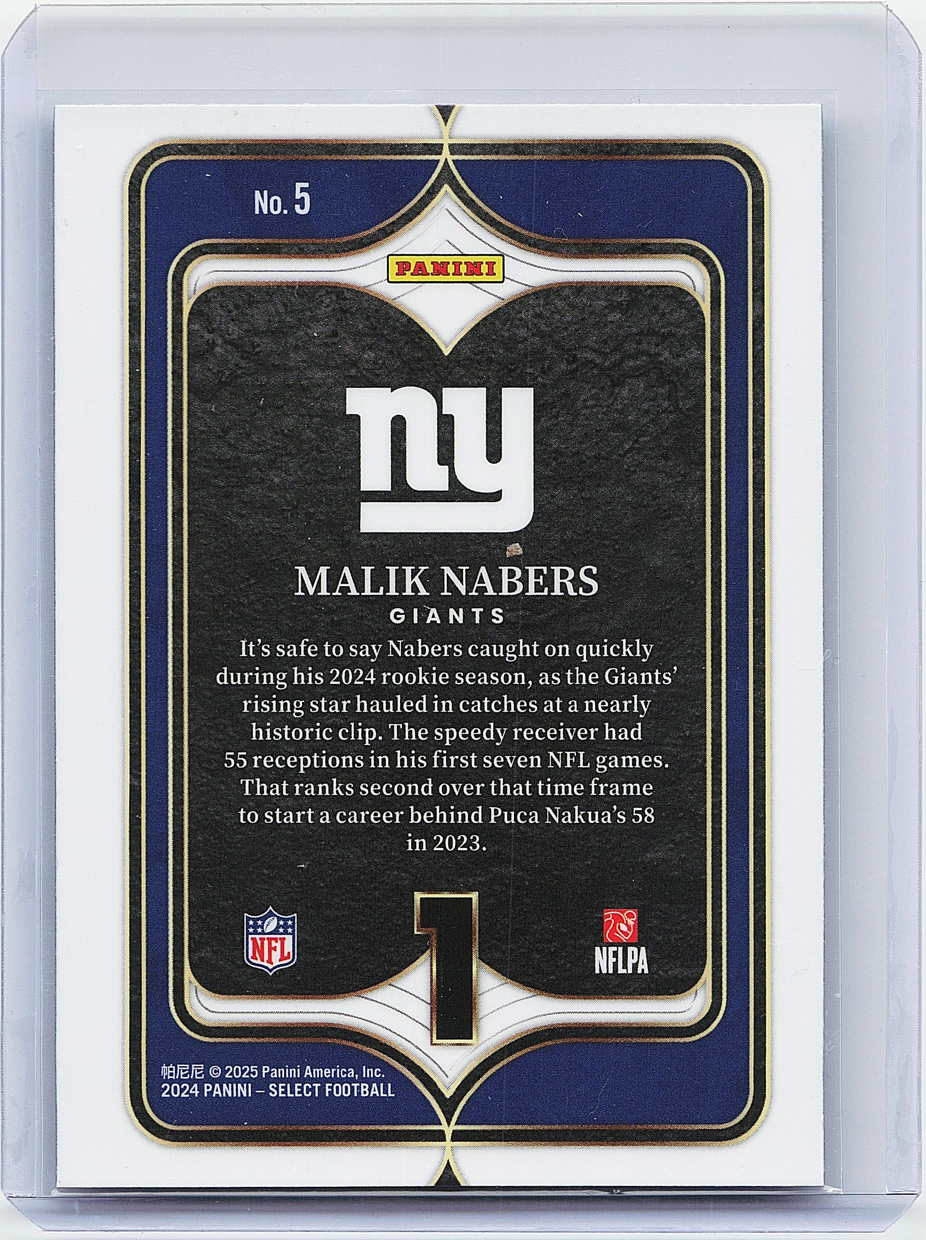 2024 Panini Select #5 Malik Nabers Select Numbers
