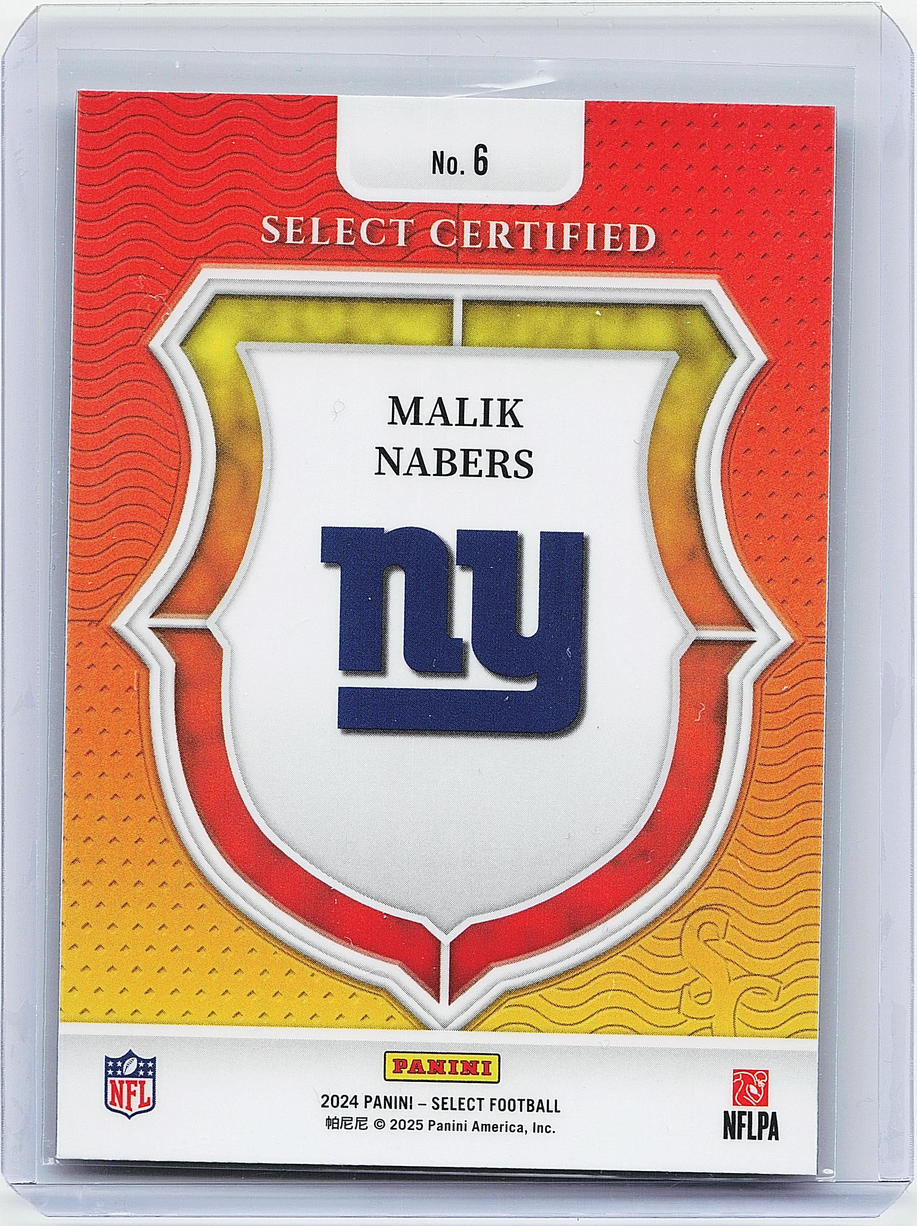 2024 Panini Select #6 Malik Nabers Select Certified Rookies