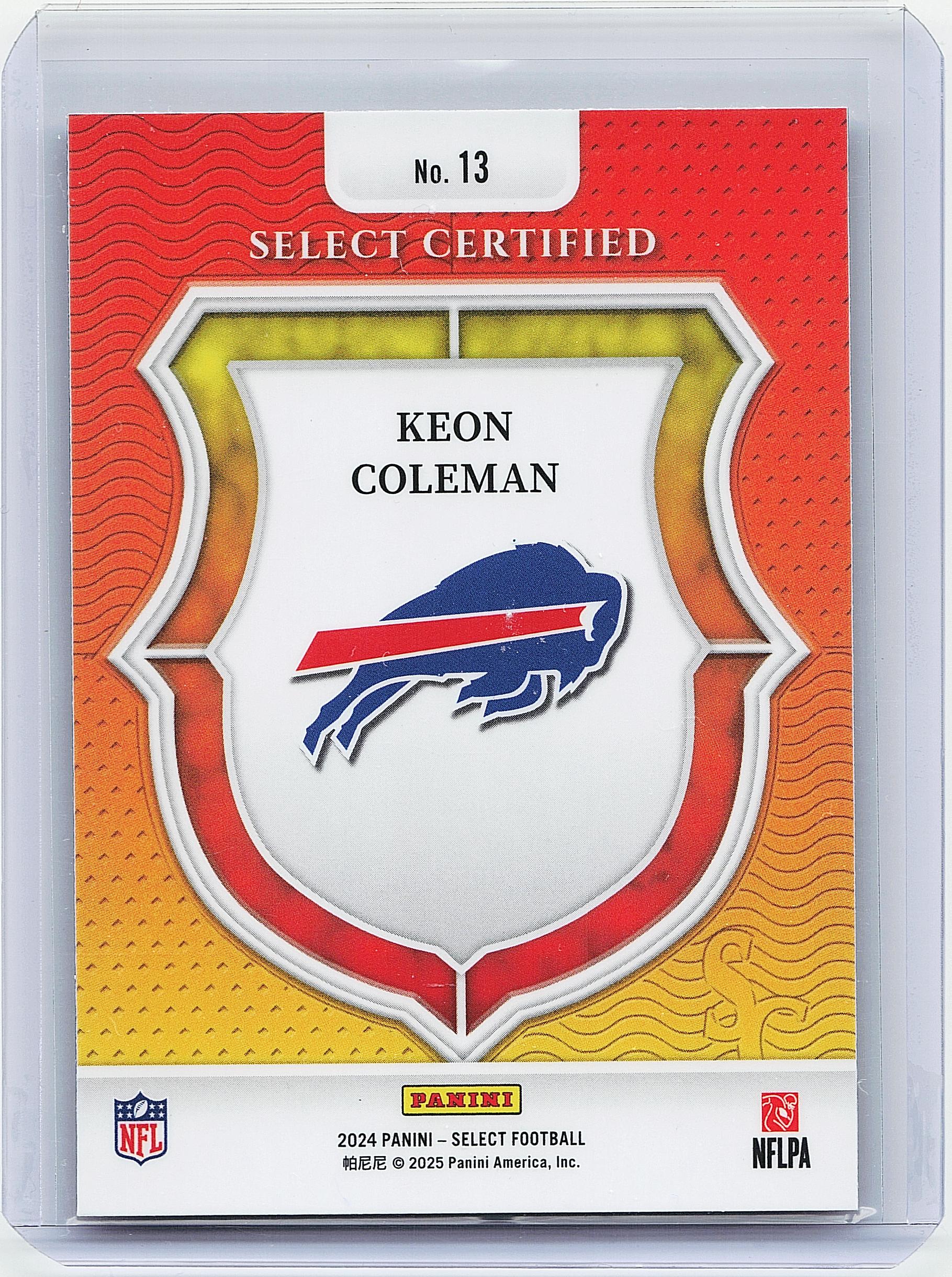2024 Panini Select #13 Keon Coleman Select Certified Rookies