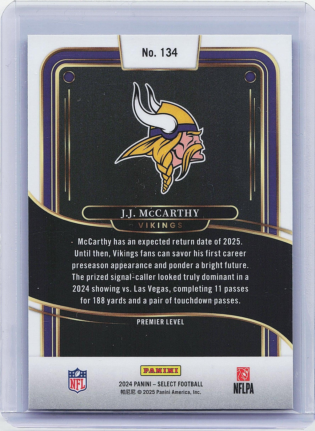 2024 Panini Select #134 J.J. McCarthy