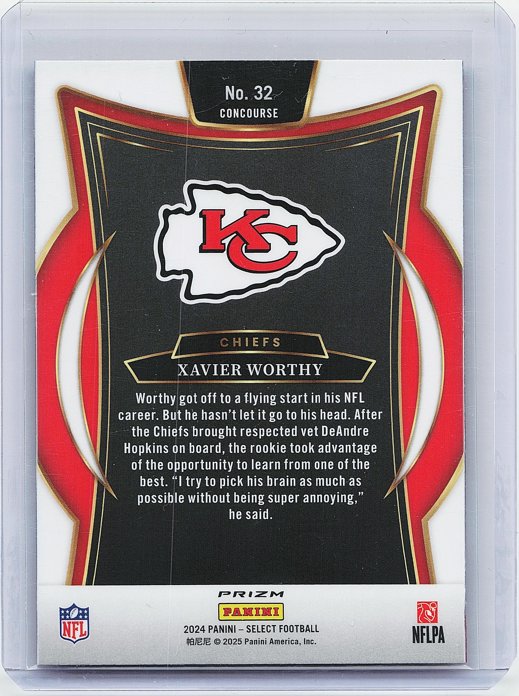 2024 Panini Select #32 Xavier Worthy Black & Red Prizm Shock