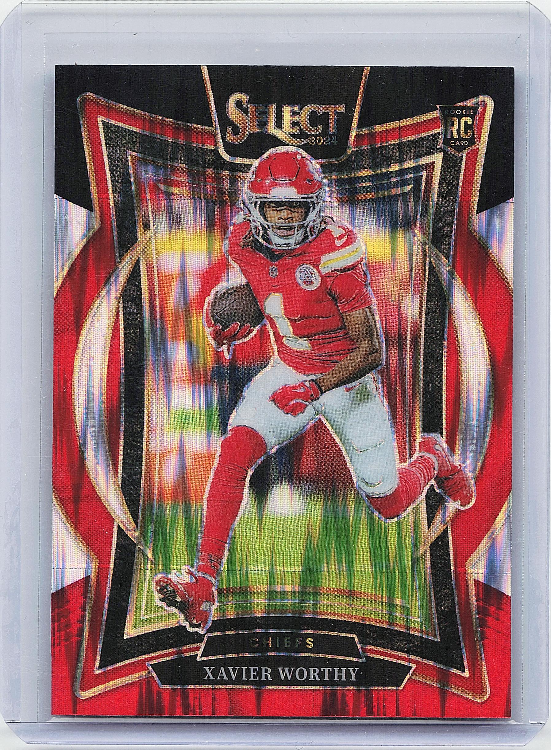 2024 Panini Select #32 Xavier Worthy Black & Red Prizm Shock