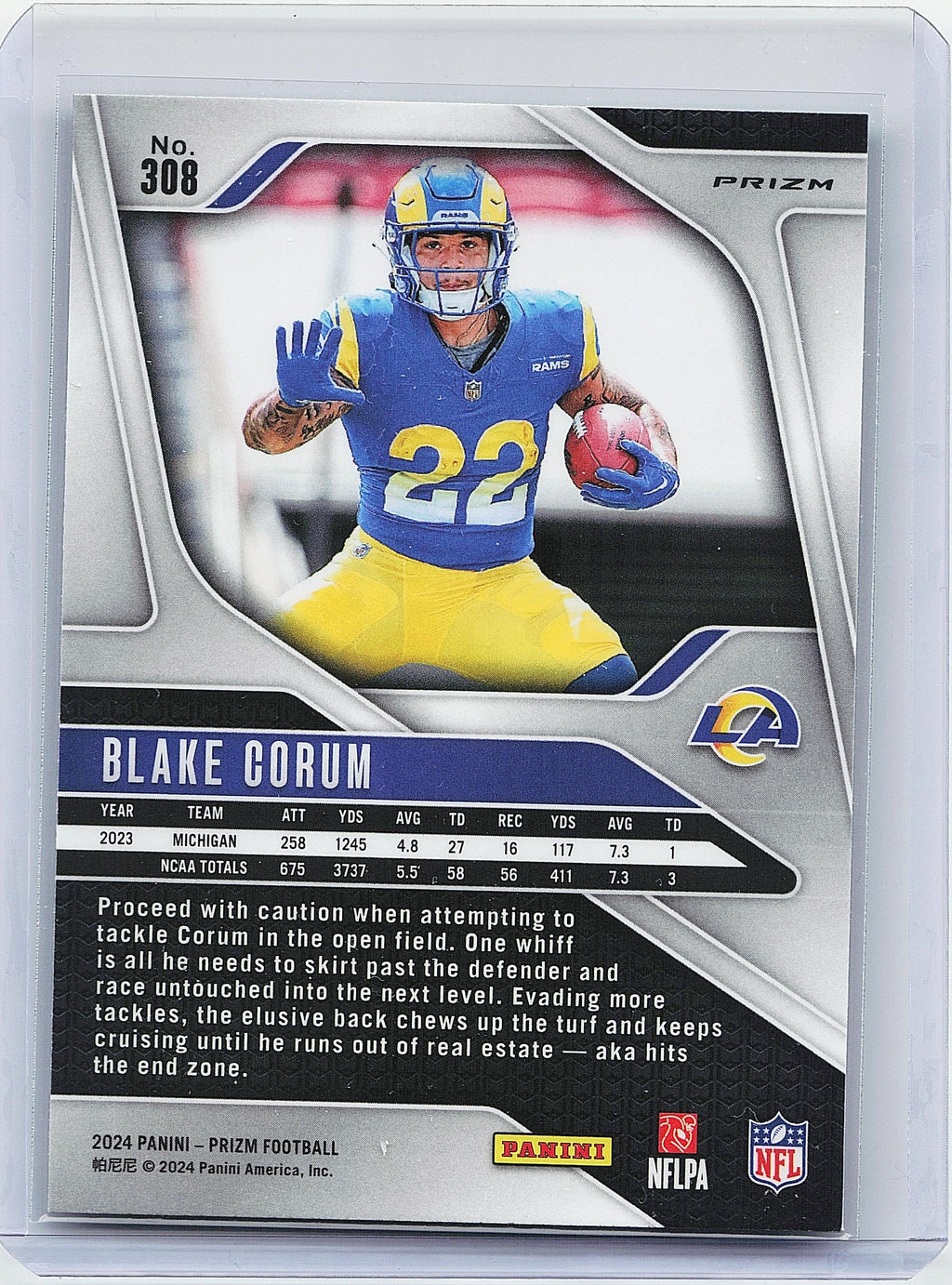 2024 Panini Prizm #308 Blake Corum Green