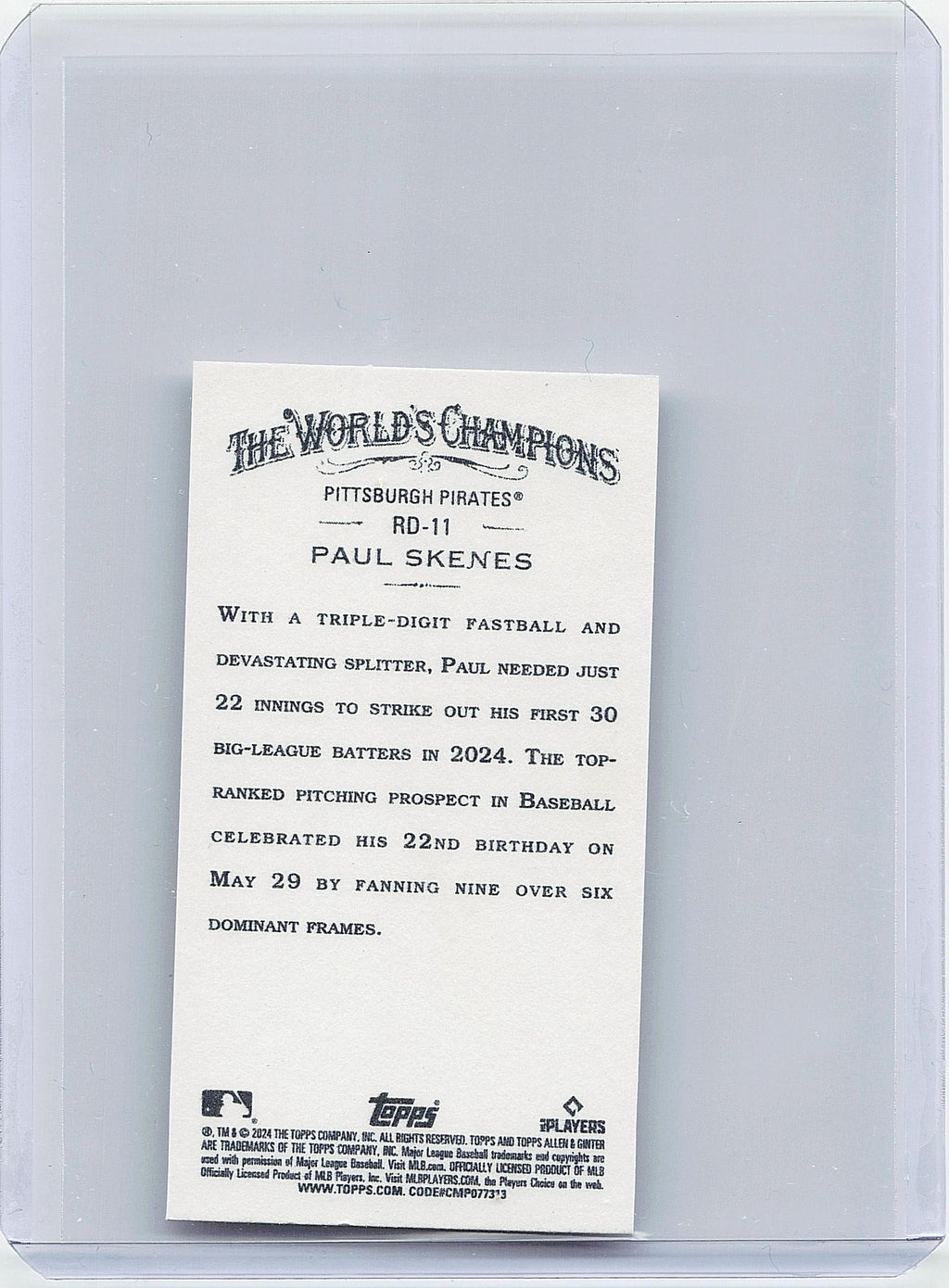 2024 Topps Allen & Ginter - Mini Rookie Design Variations #RD-11 Paul Skenes