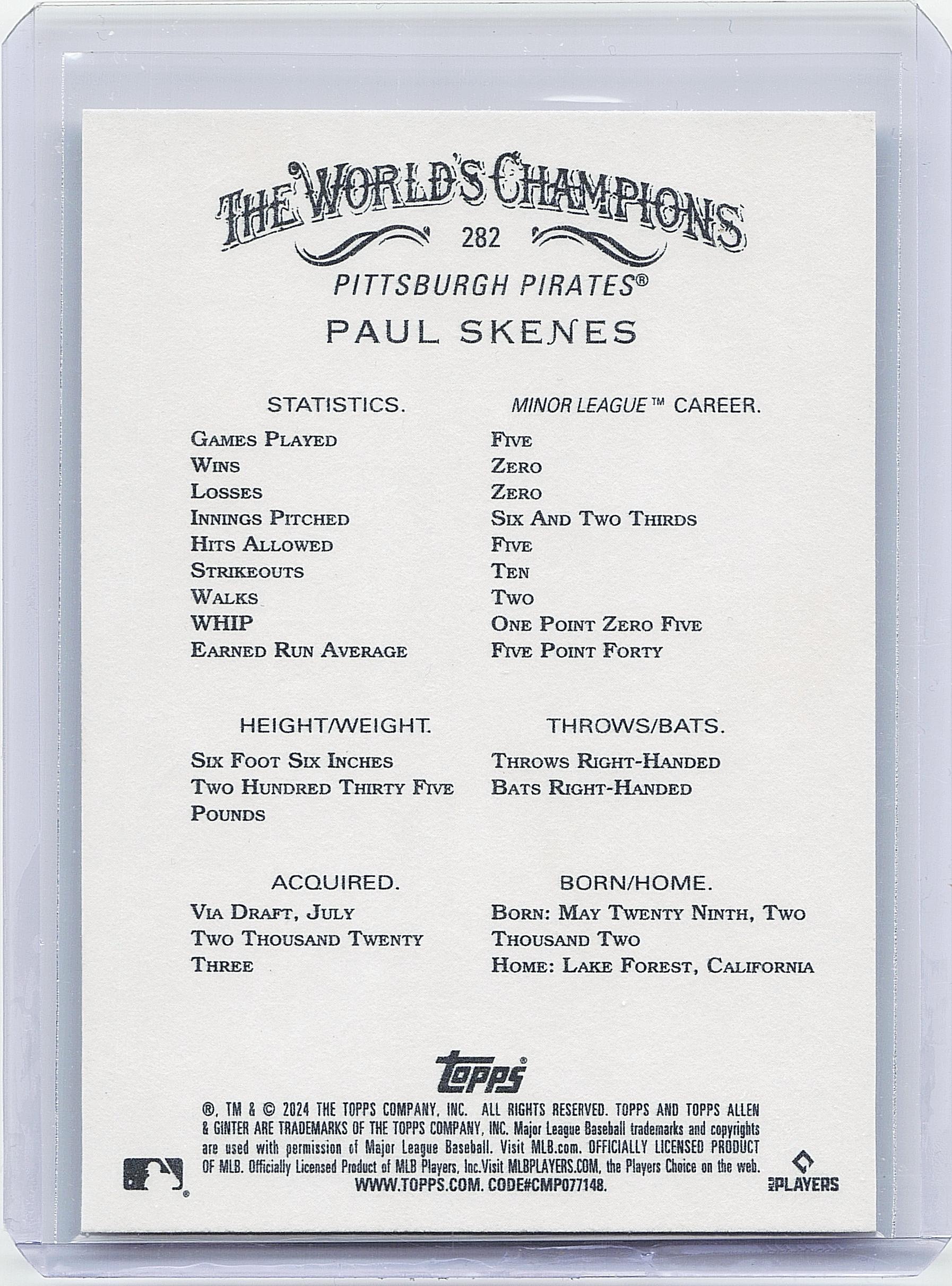2024 Topps Allen & Ginter #282 Paul Skenes