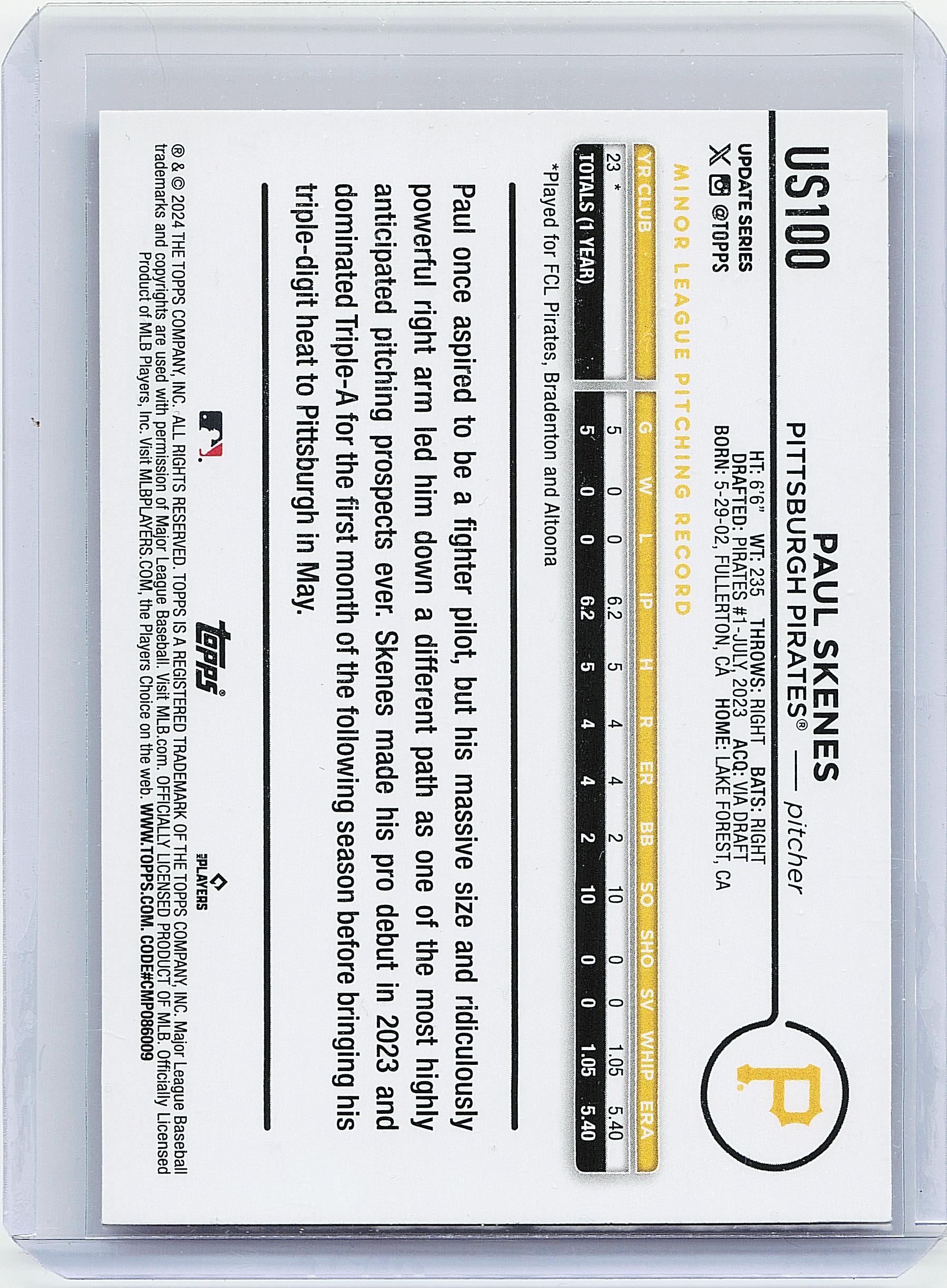 2024 Topps Update #US100 Paul Skenes