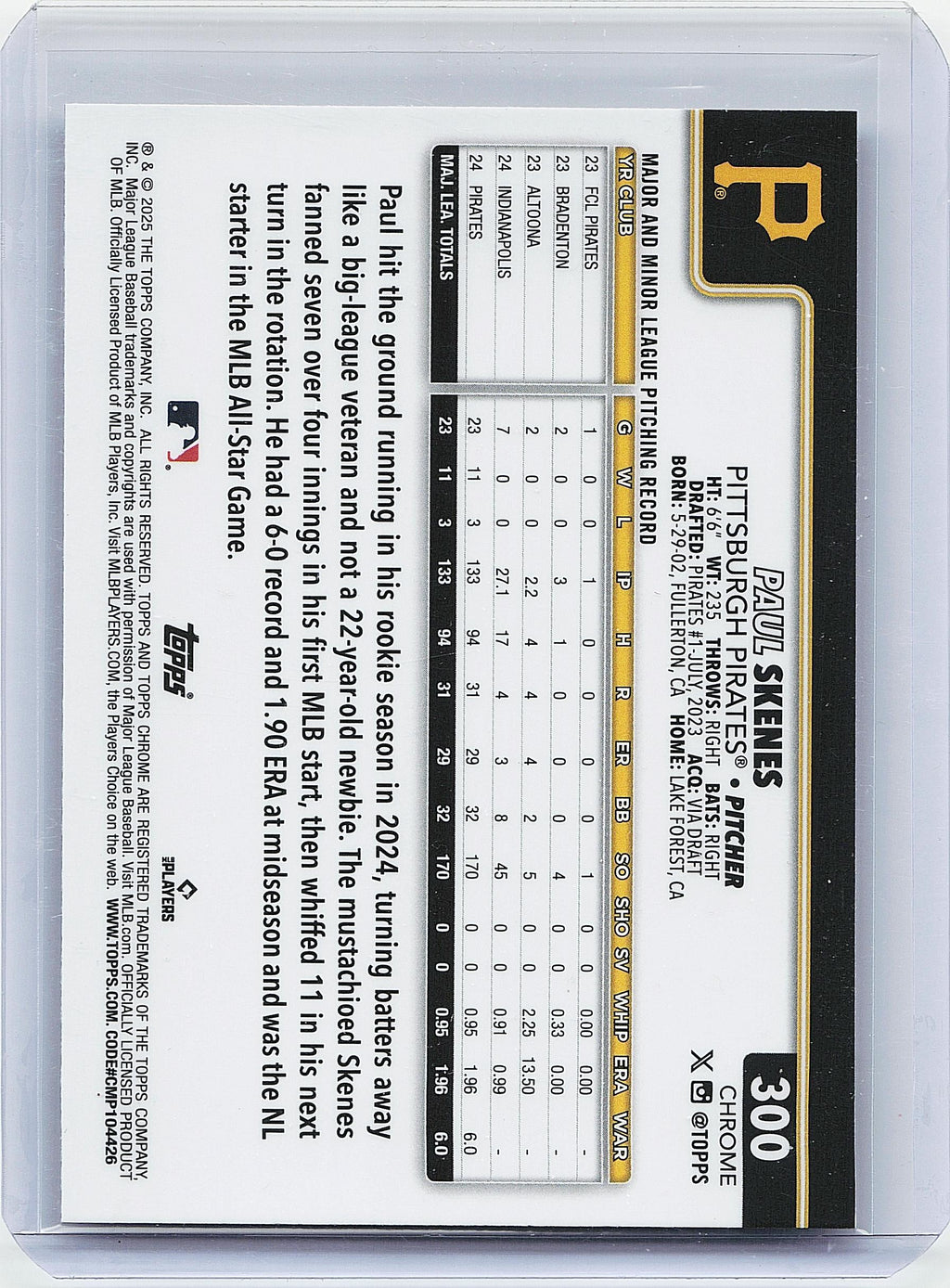 2025 Topps Chrome #300 Paul Skenes