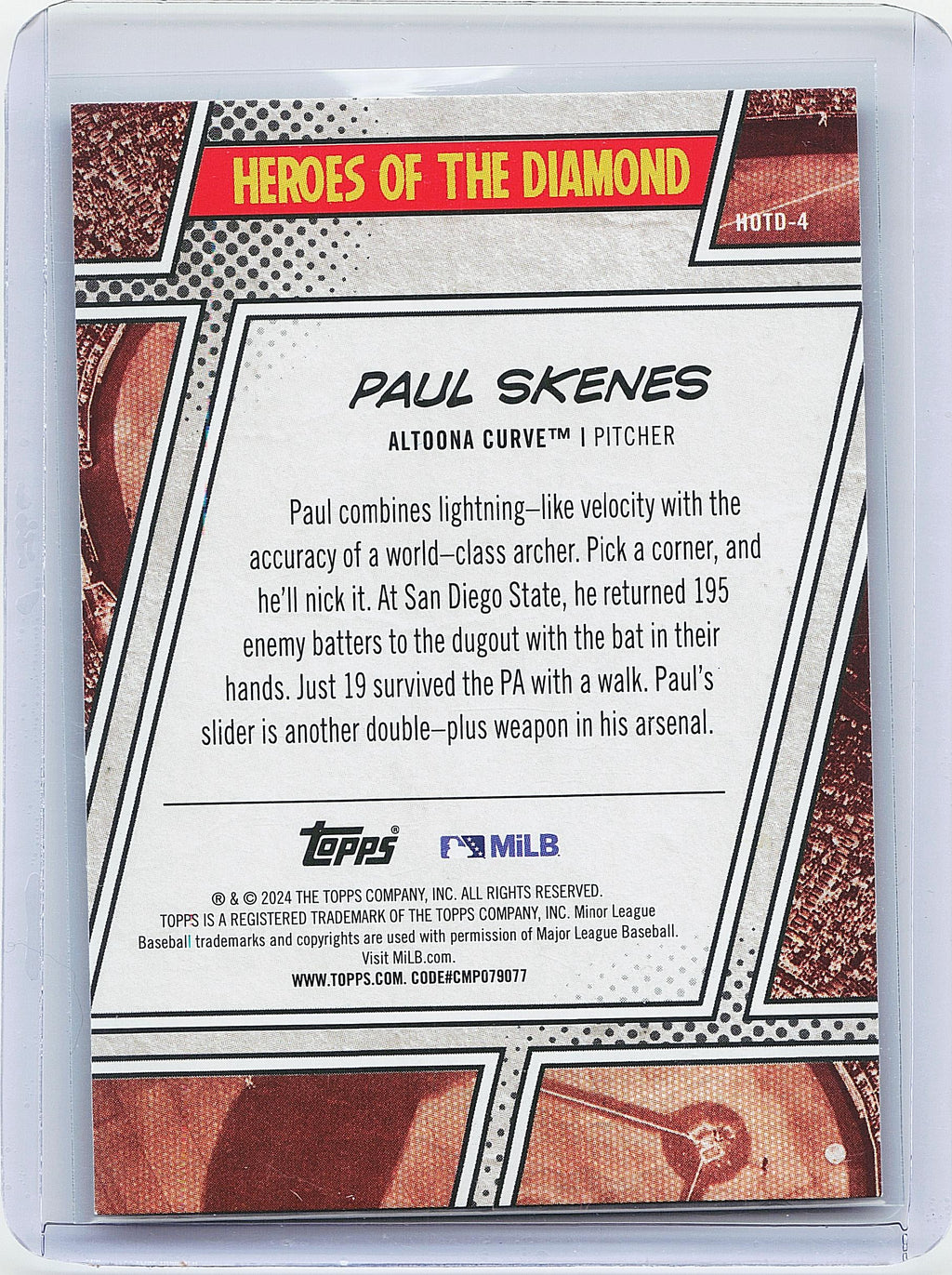 2024 Topps Pro Debut #HOTD-4 Paul Skenes Heroes of the Diamond