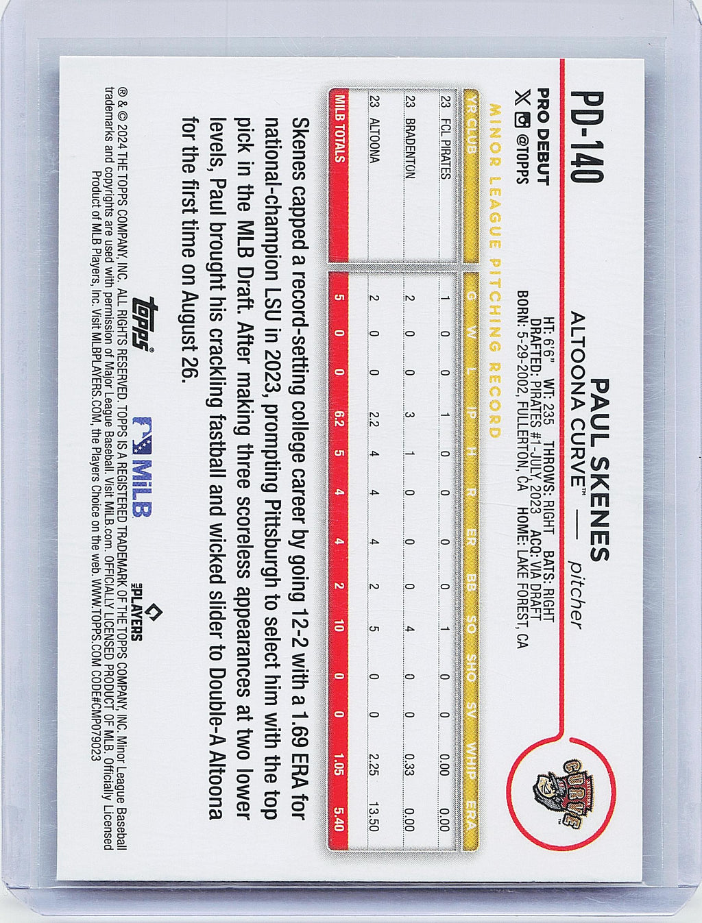 2024 Topps Pro Debut #PD-140 Paul Skenes