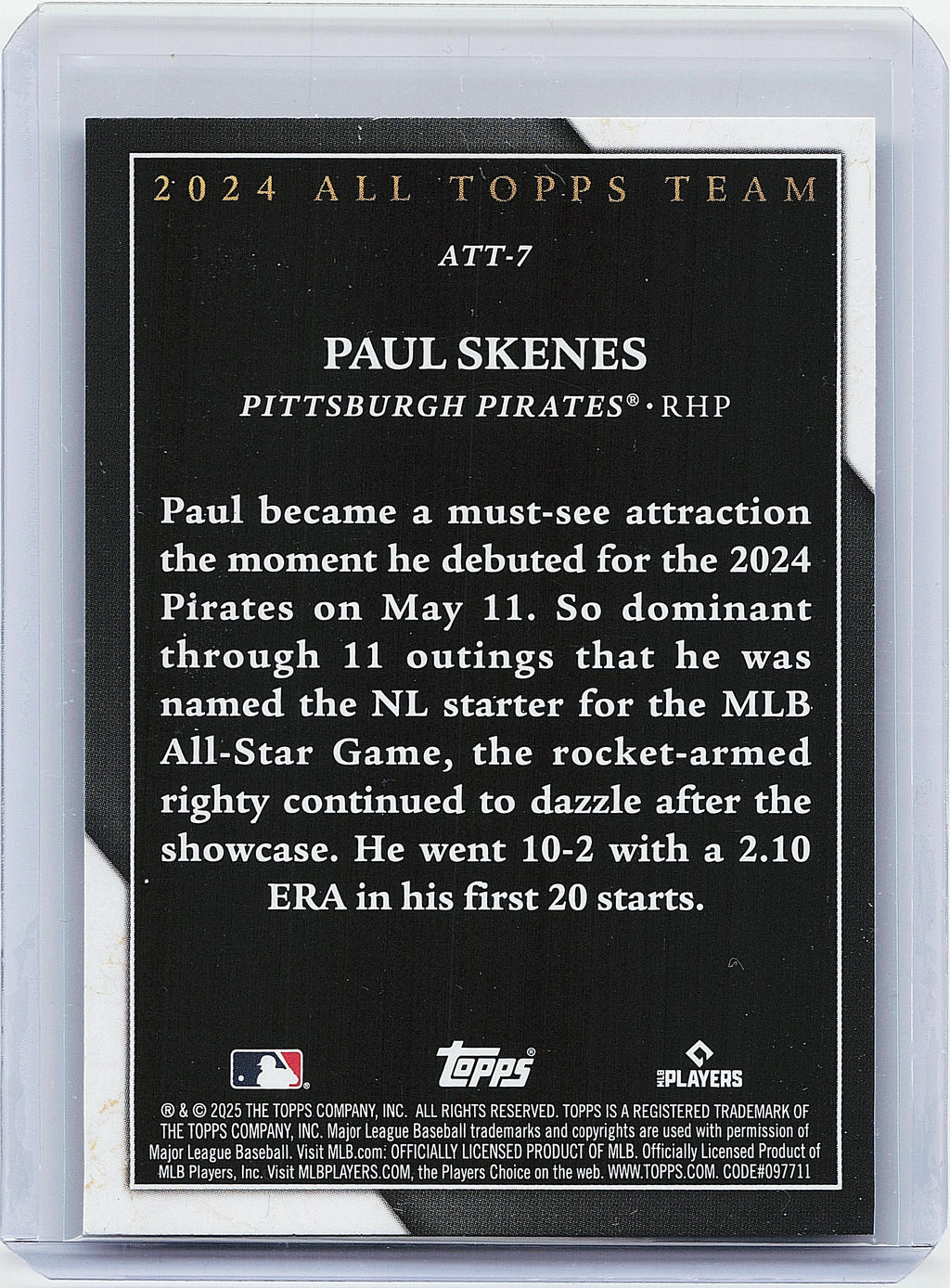 2025 Topps #ATT-7 Paul Skenes 2024 All Topps Team