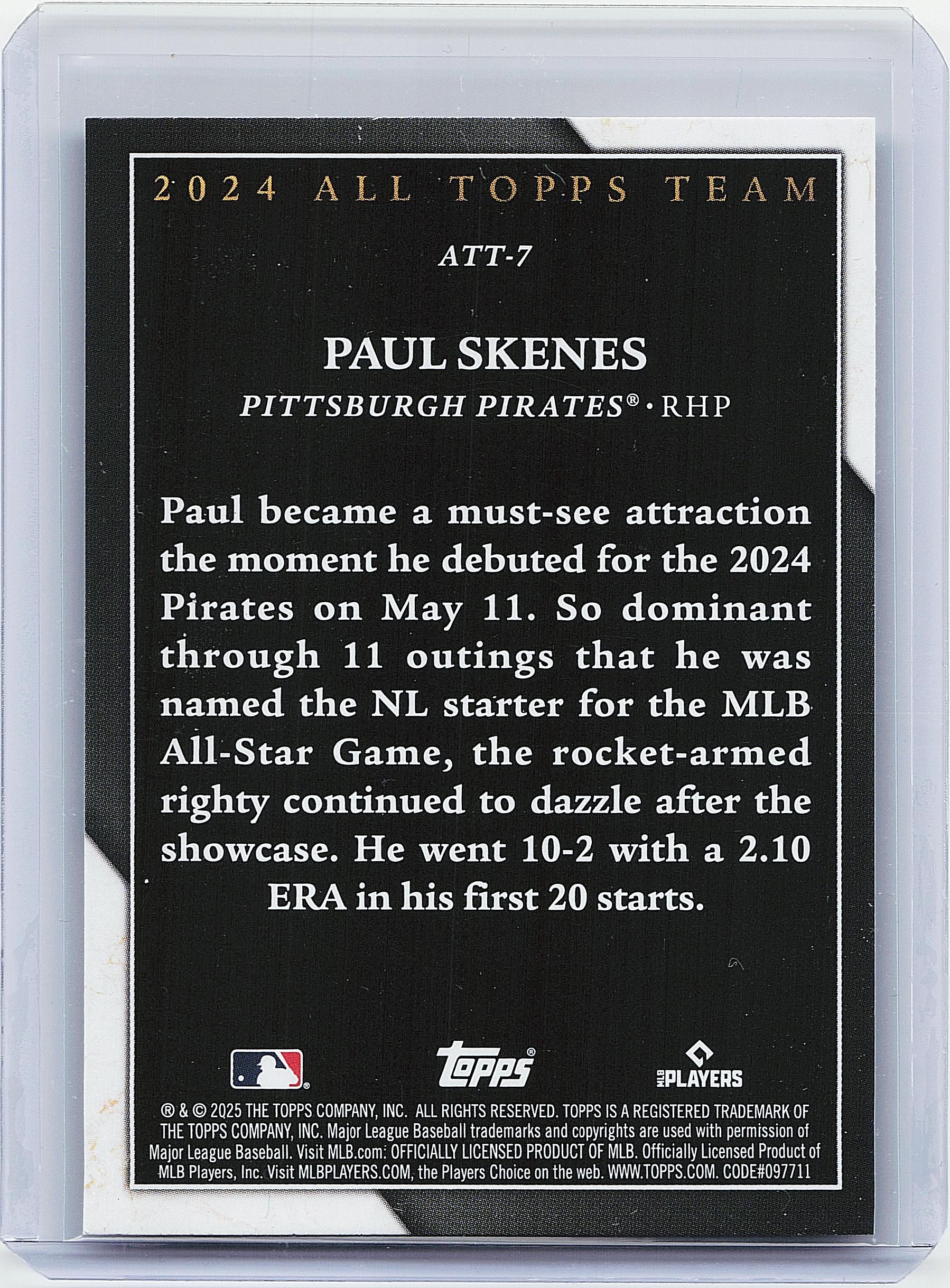 2025 Topps #ATT-7 Paul Skenes 2024 All Topps Team