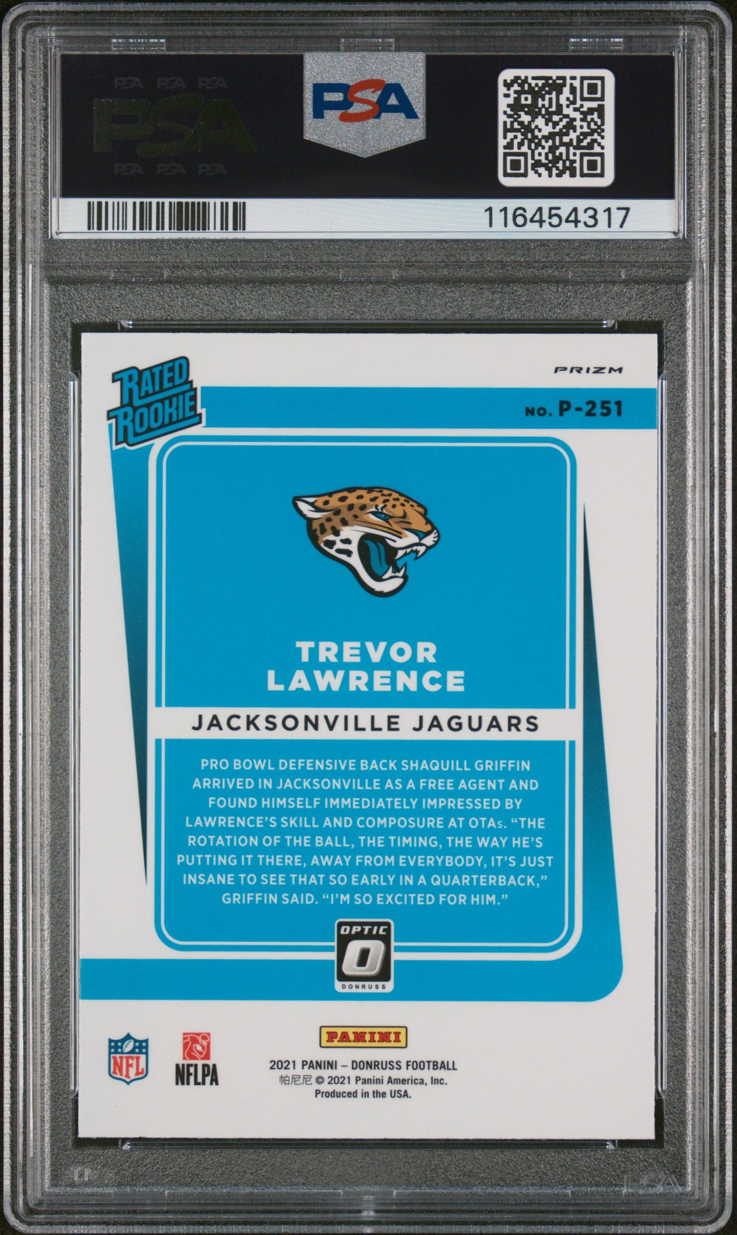 2021 Panini Donruss #P251 Trevor Lawrence Optic Preview-Pink PSA 10
