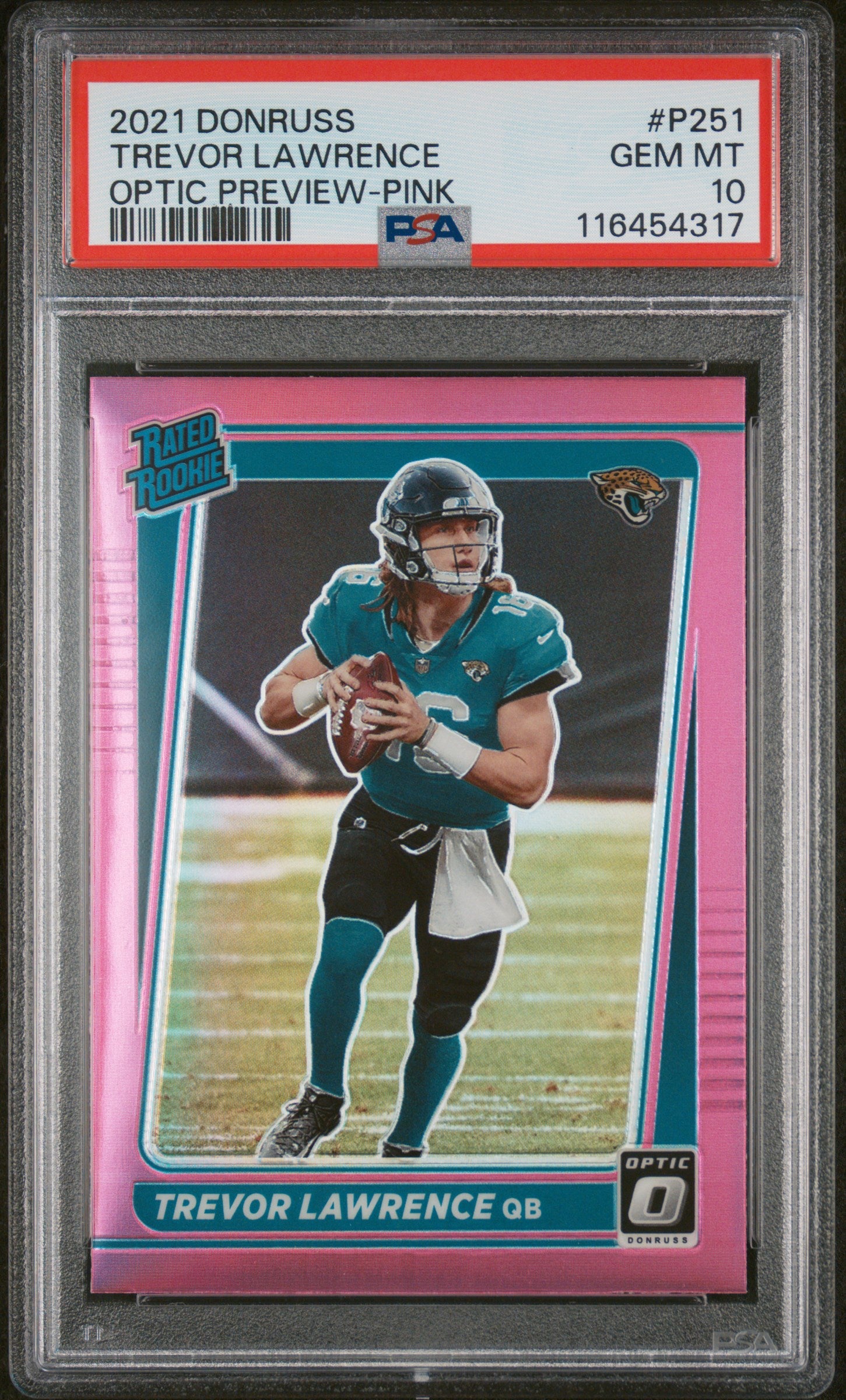 2021 Panini Donruss #P251 Trevor Lawrence Optic Preview-Pink PSA 10