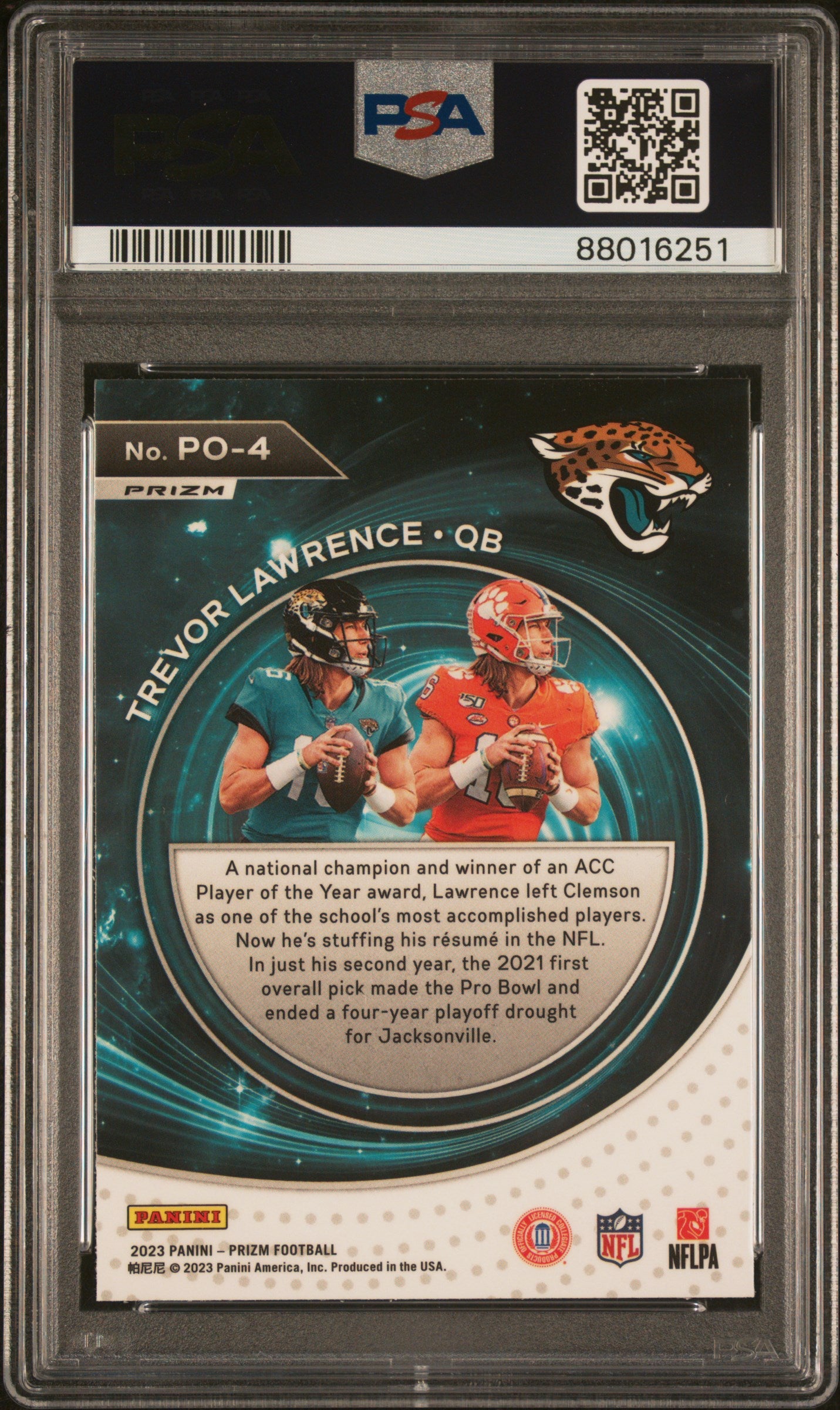 2023 Panini Prizm Portals #PO4 Trevor Lawrence Portals-Green Ice PSA 10