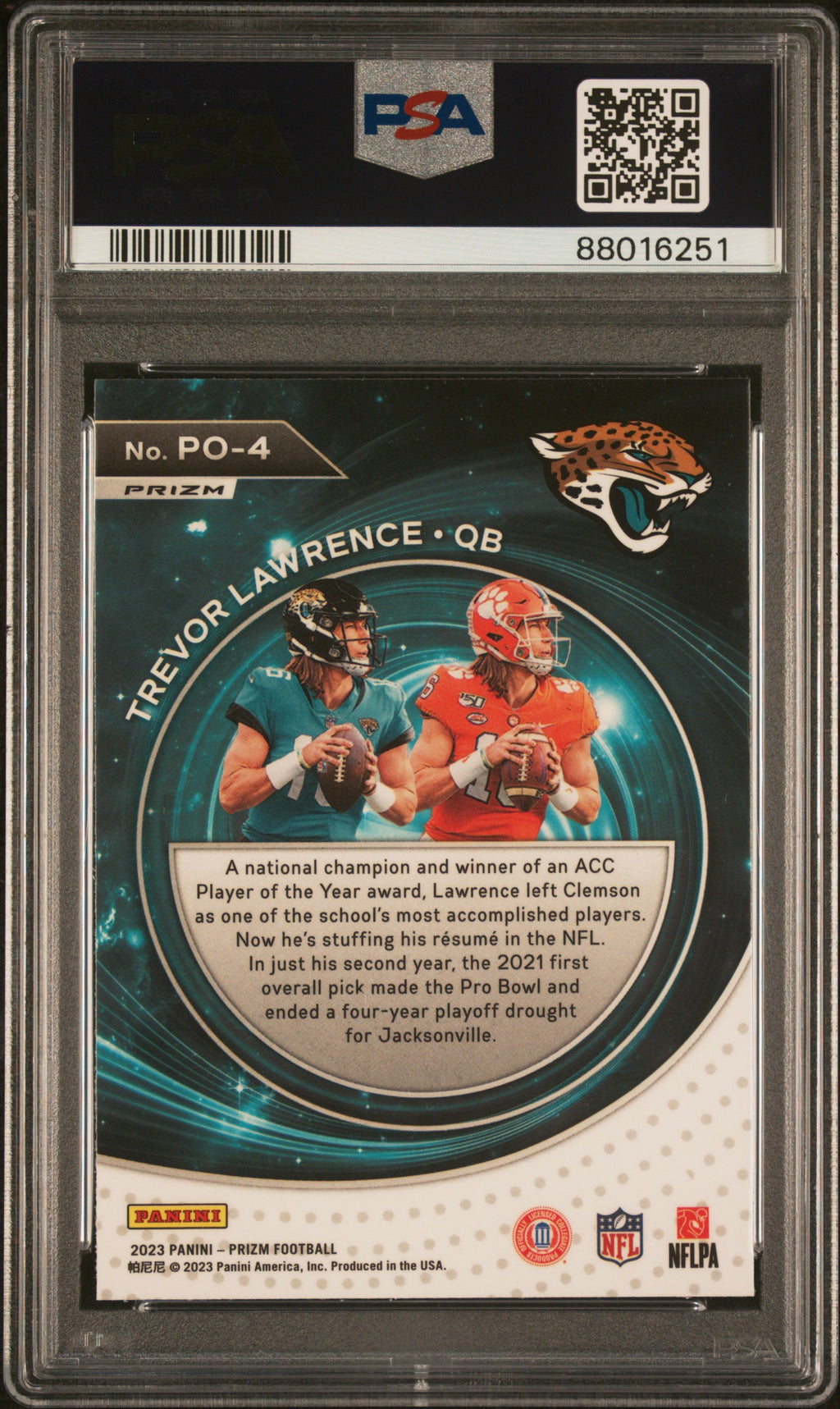 2023 Panini Prizm Portals #PO4 Trevor Lawrence Portals-Green Ice PSA 10