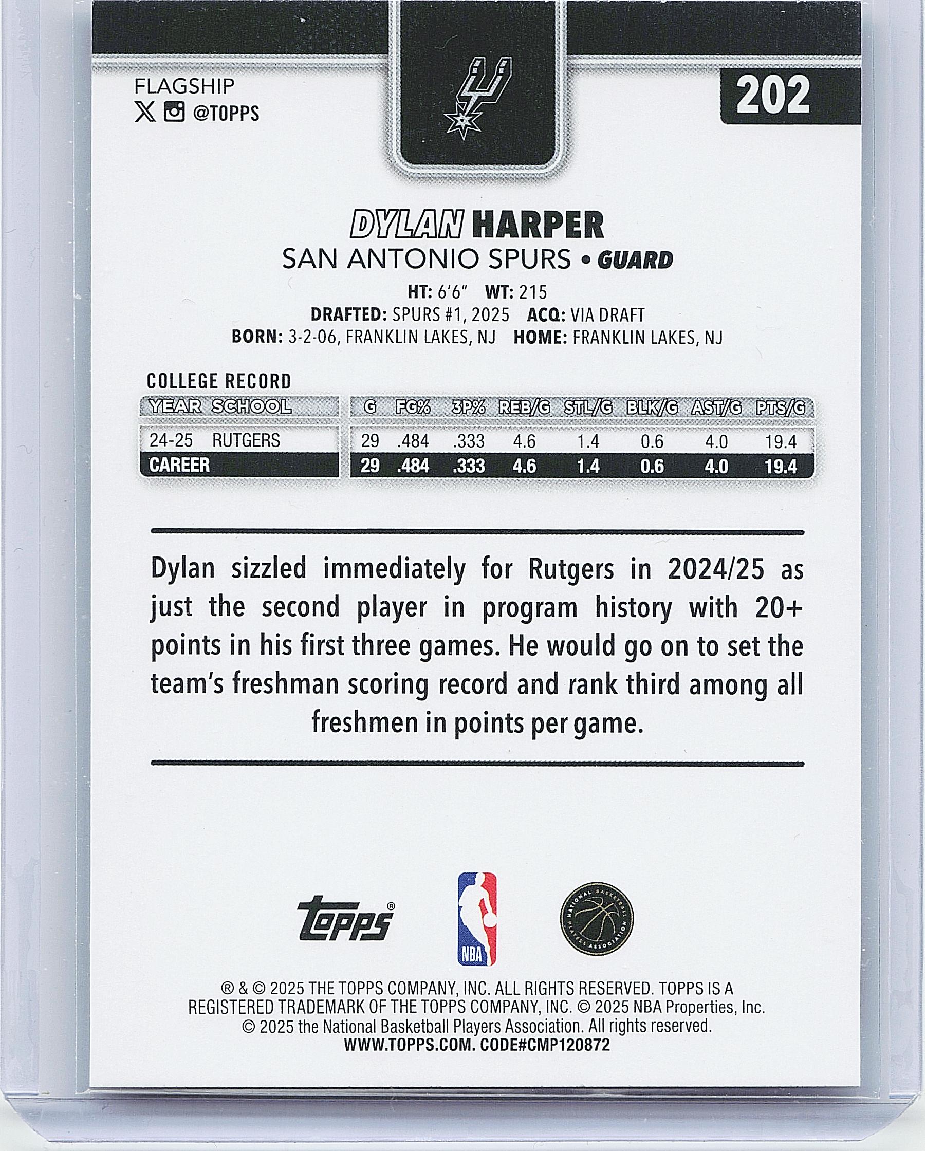 2025-26 Topps #202 Dylan Harper