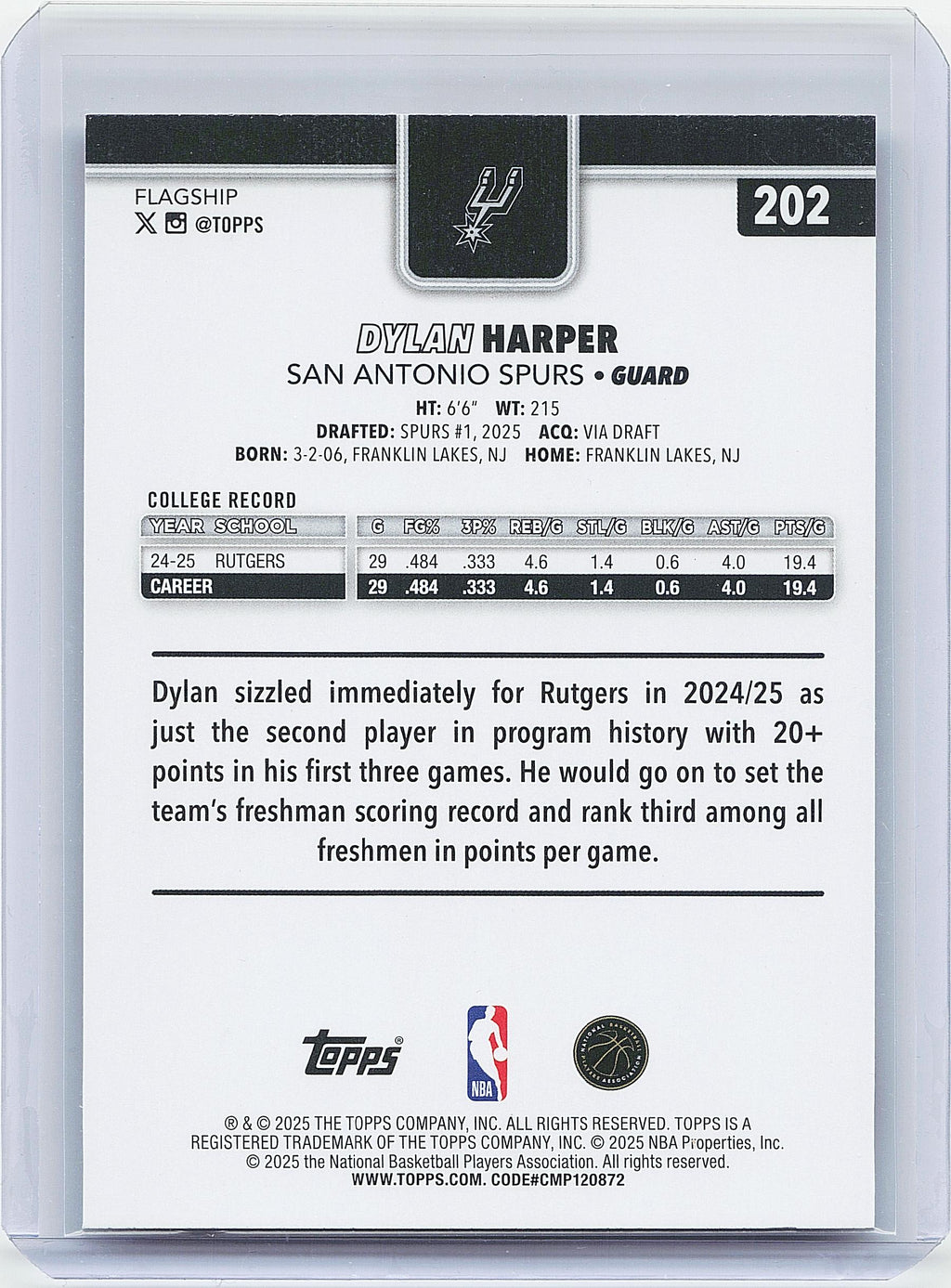 2025-26 Topps #202 Dylan Harper