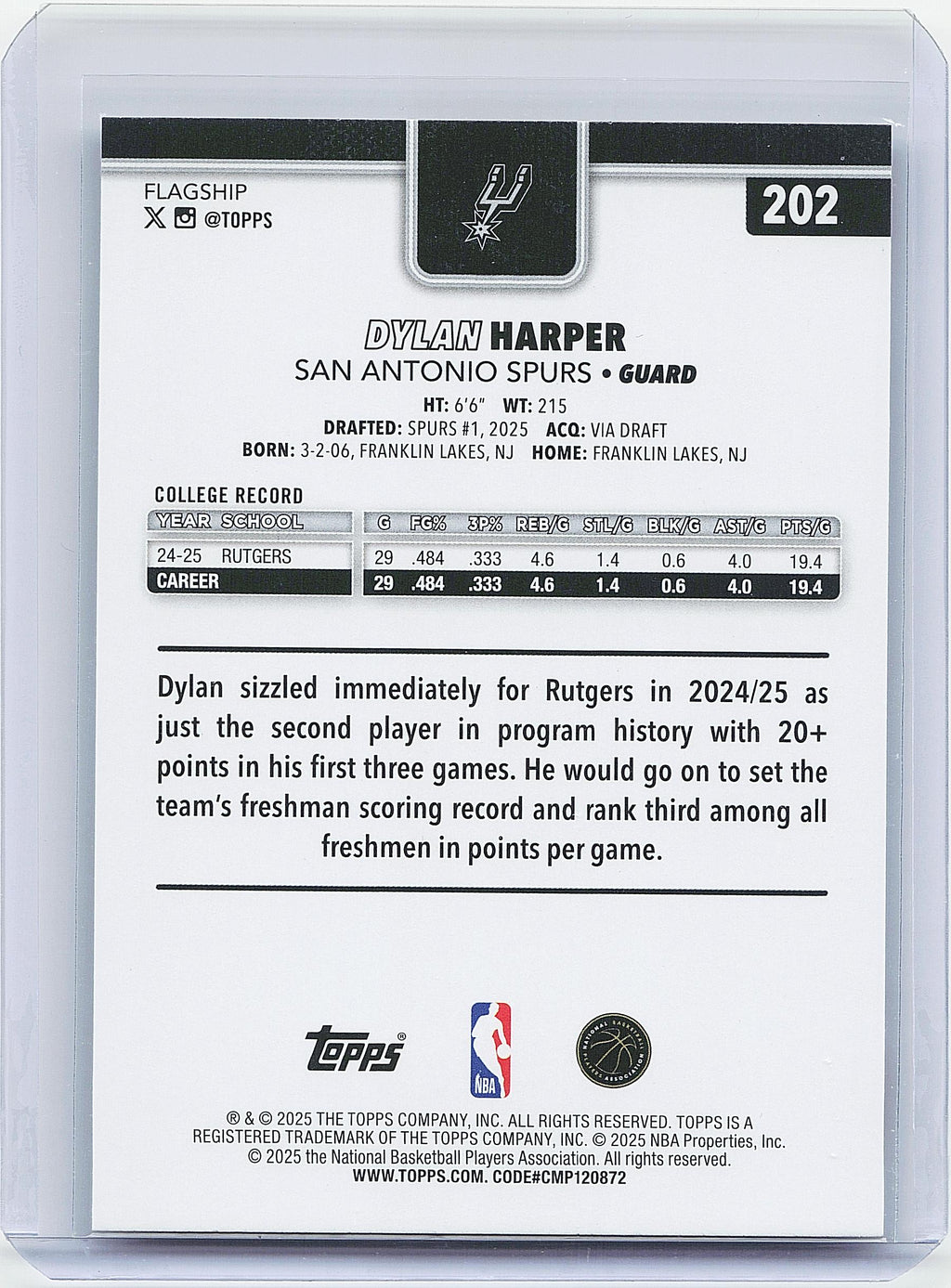 2025-26 Topps #202 Dylan Harper