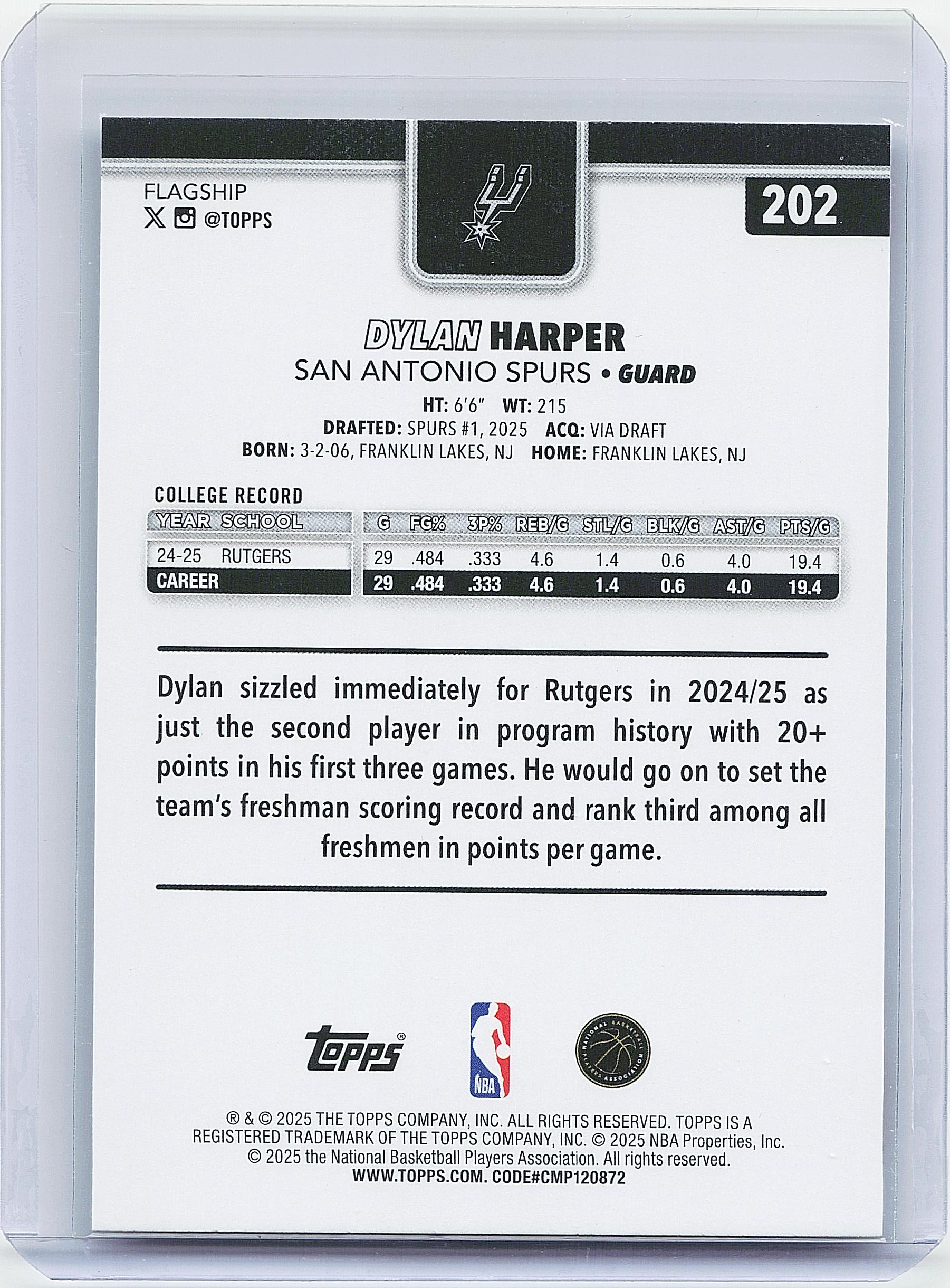 2025-26 Topps #202 Dylan Harper
