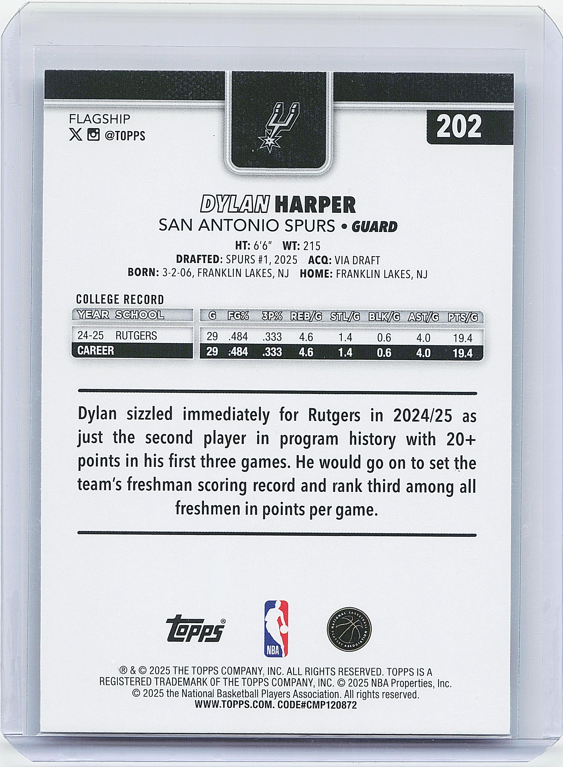 2025-26 Topps #202 Dylan Harper