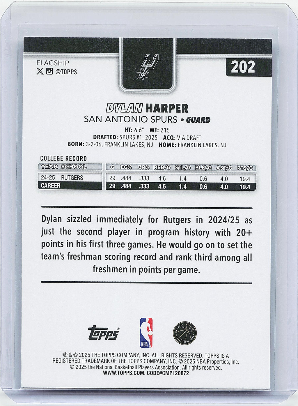 2025-26 Topps #202 Dylan Harper