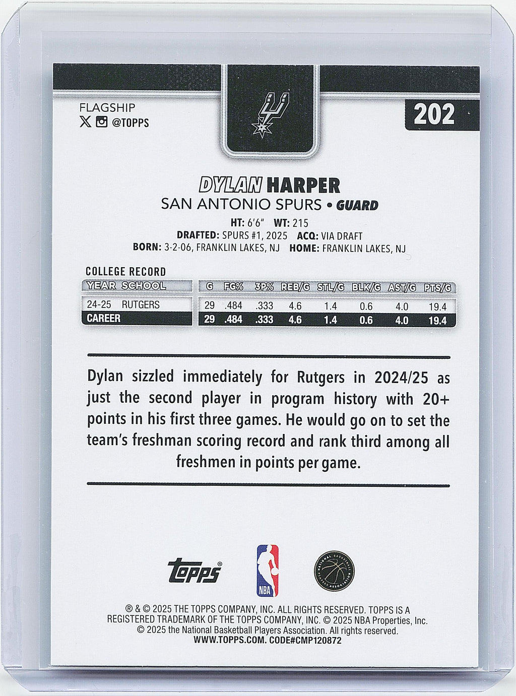 2025-26 Topps #202 Dylan Harper