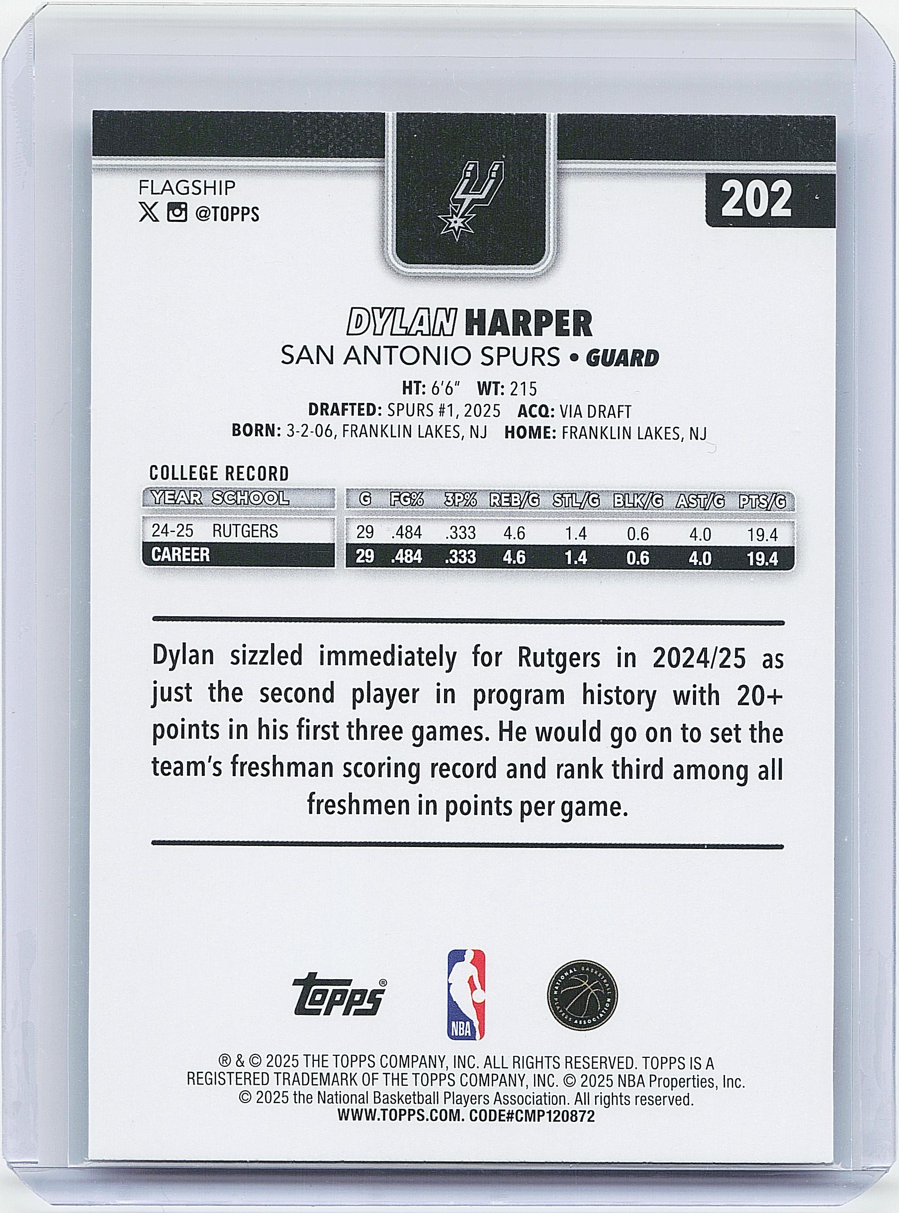 2025-26 Topps #202 Dylan Harper