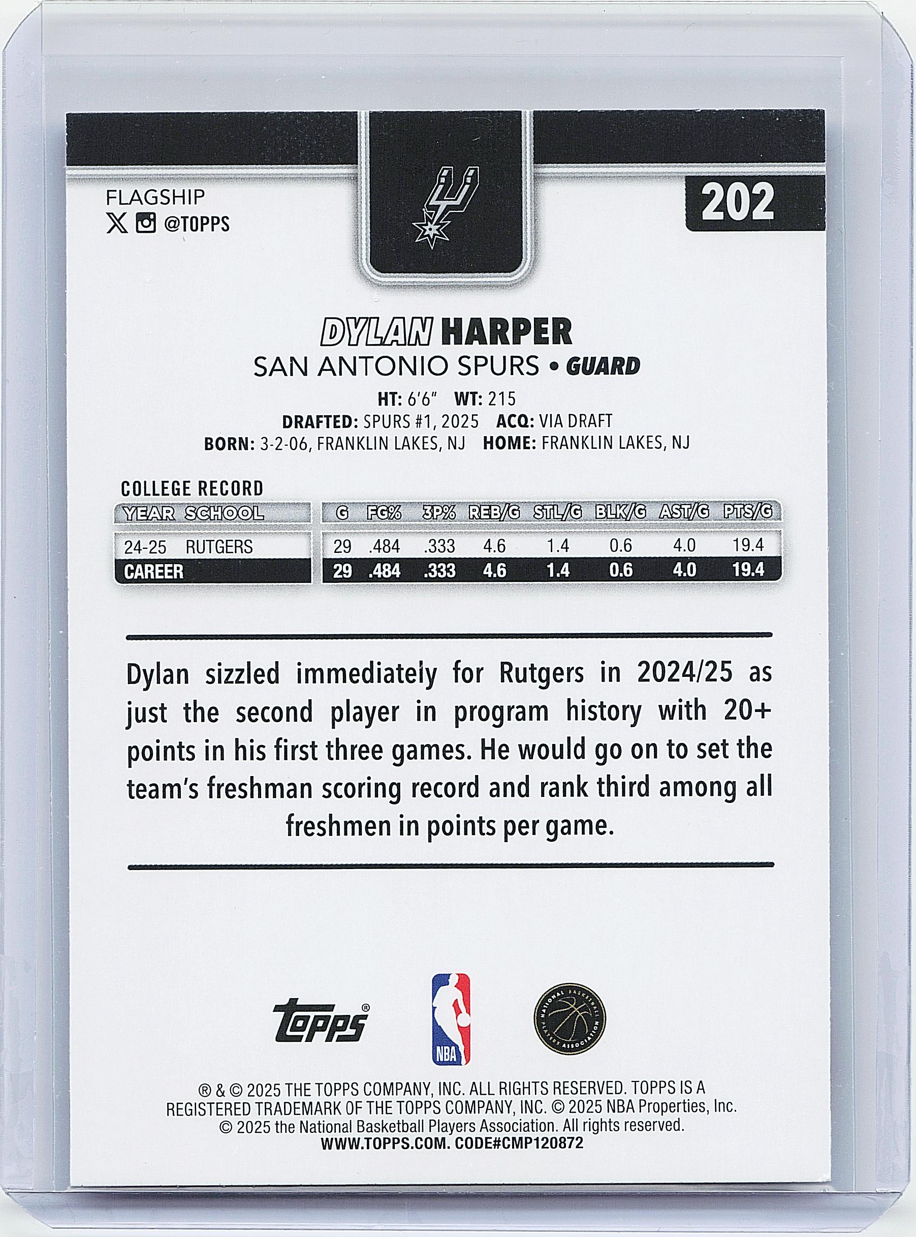 2025-26 Topps #202 Dylan Harper