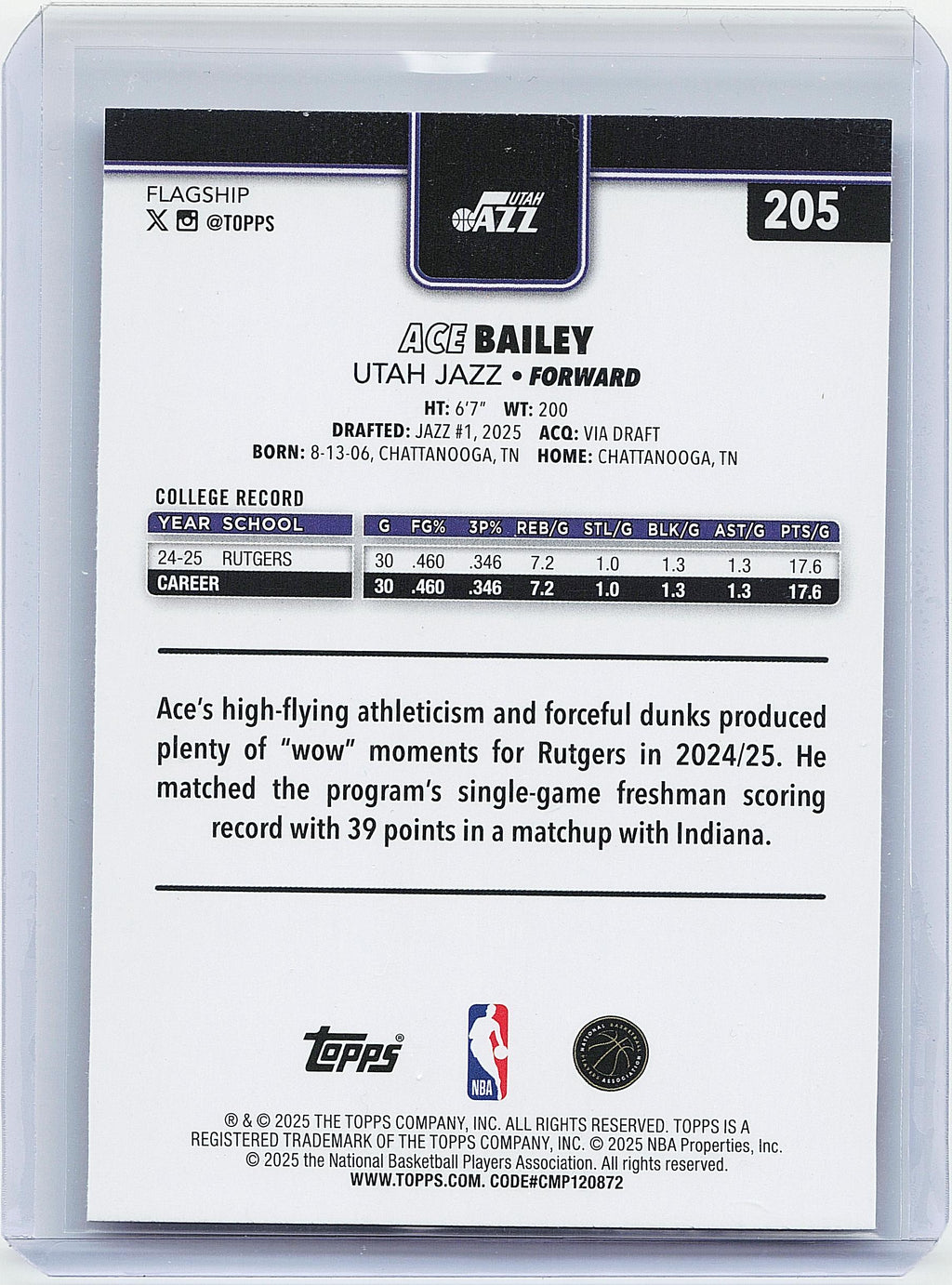 2025-26 Topps #205 Ace Bailey