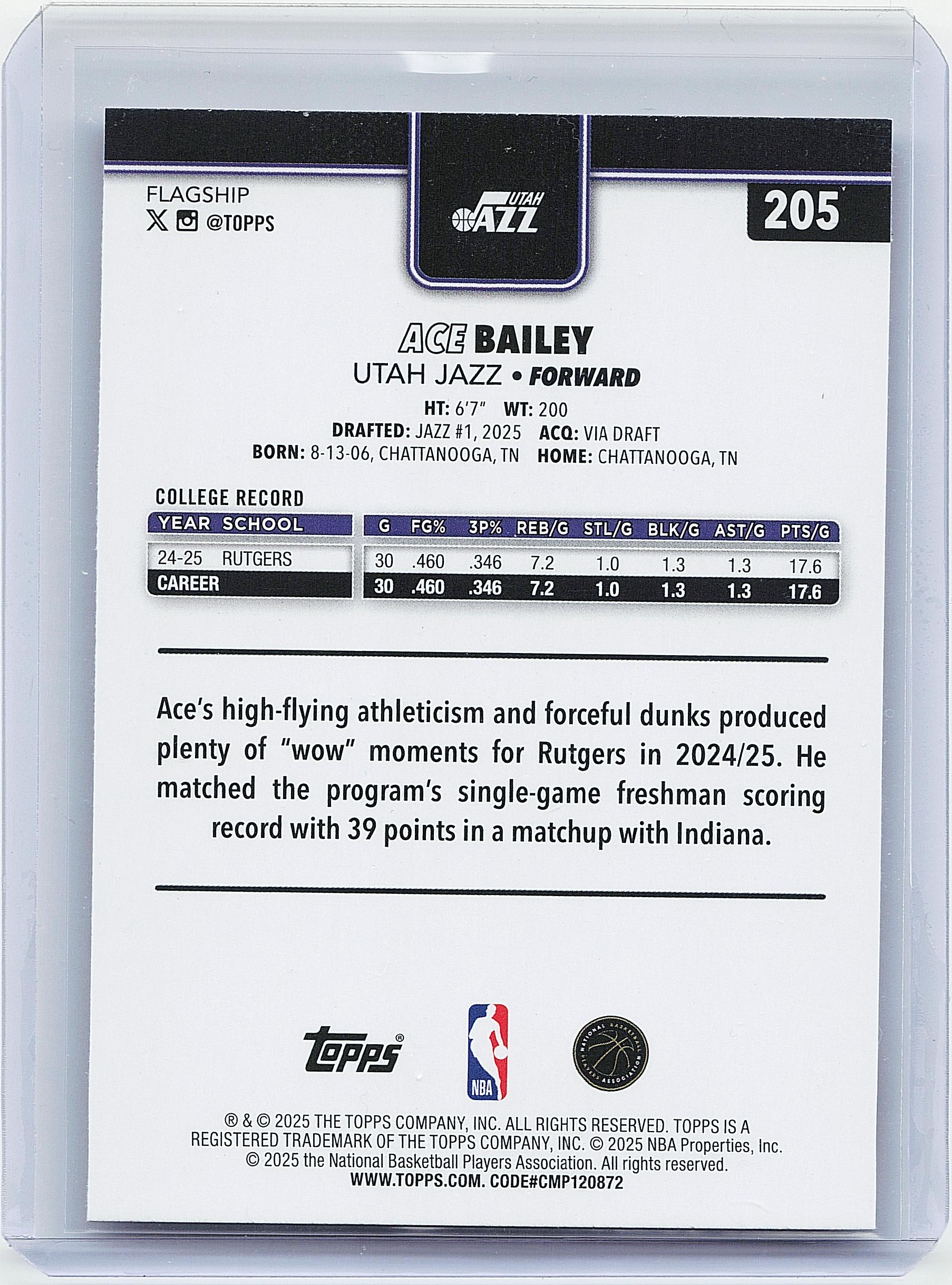 2025-26 Topps #205 Ace Bailey