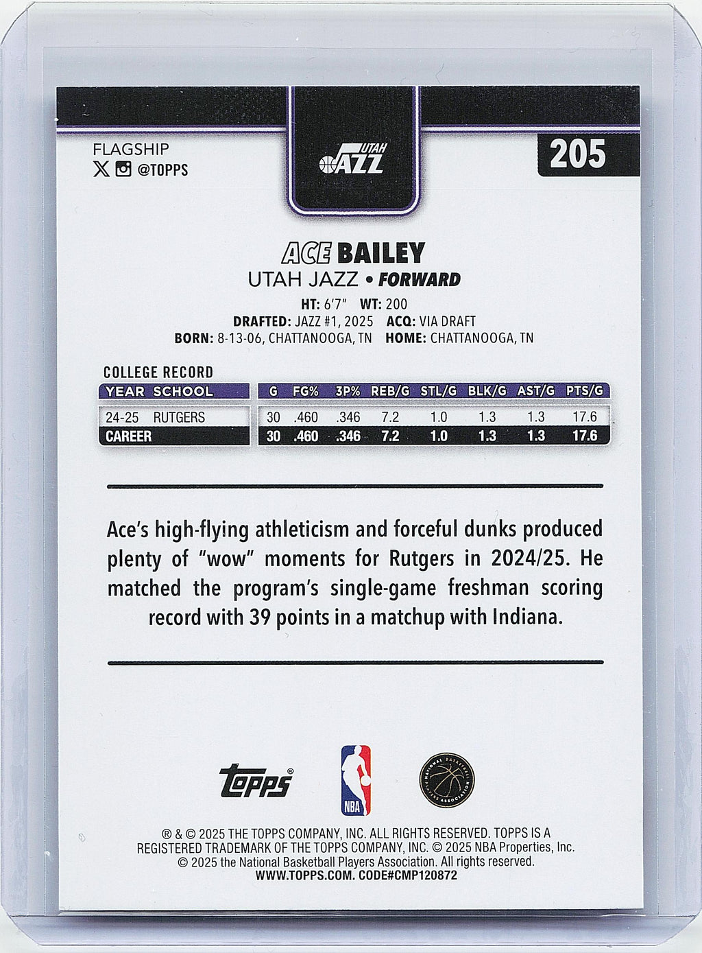 2025-26 Topps #205 Ace Bailey