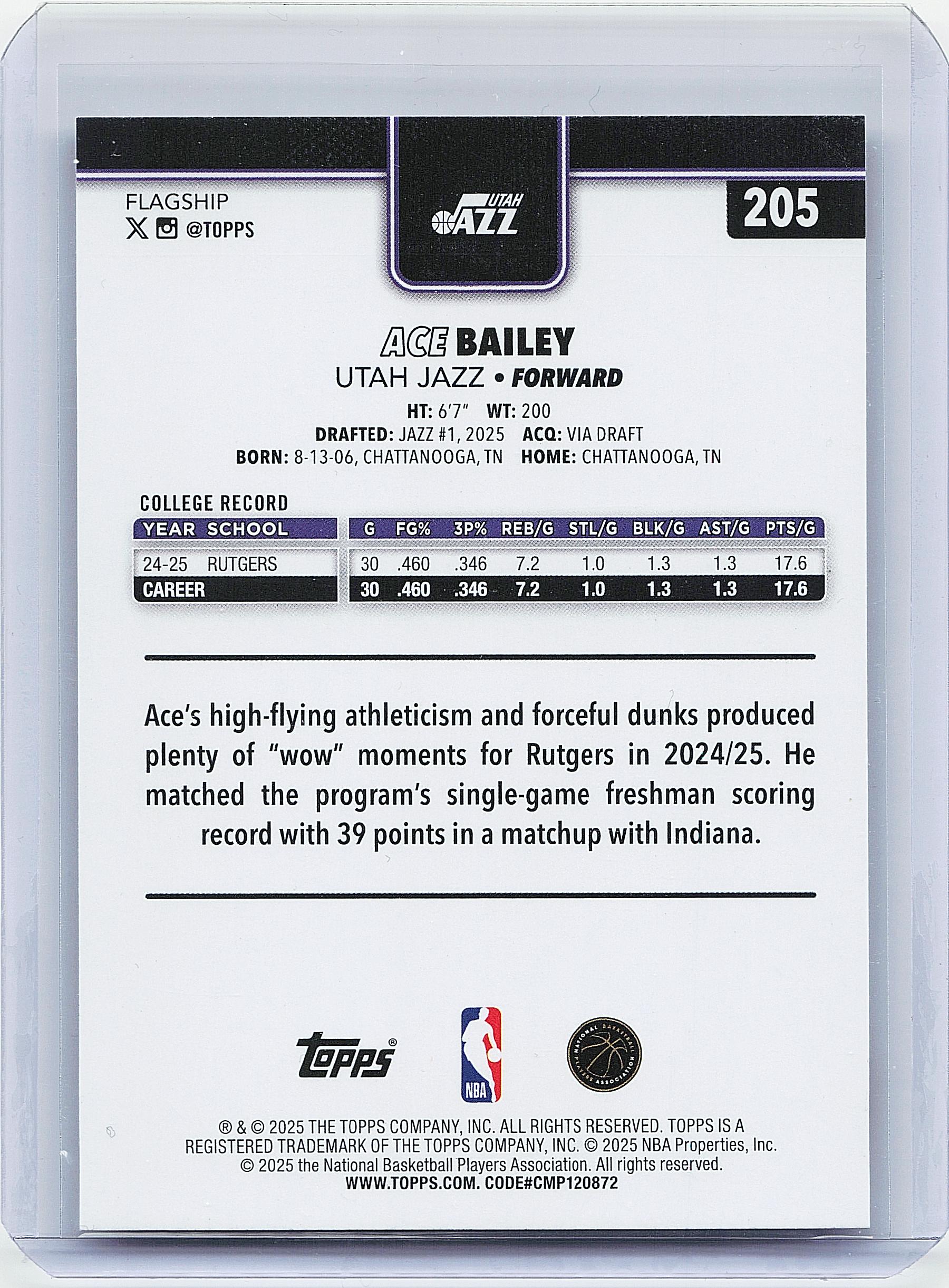 2025-26 Topps #205 Ace Bailey