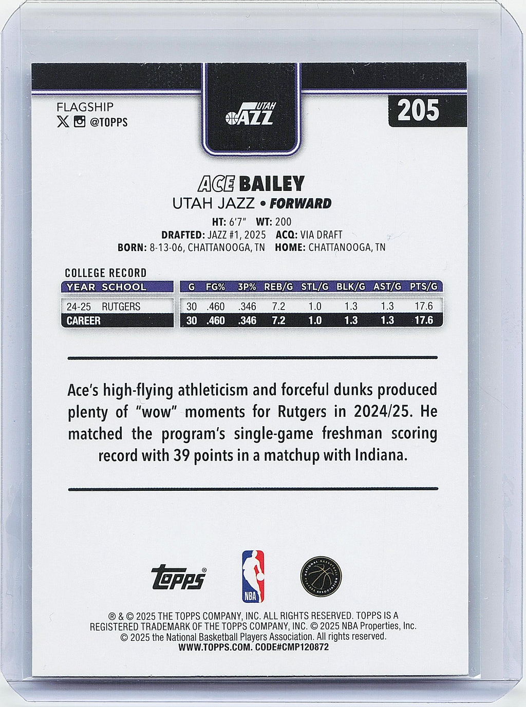 2025-26 Topps #205 Ace Bailey