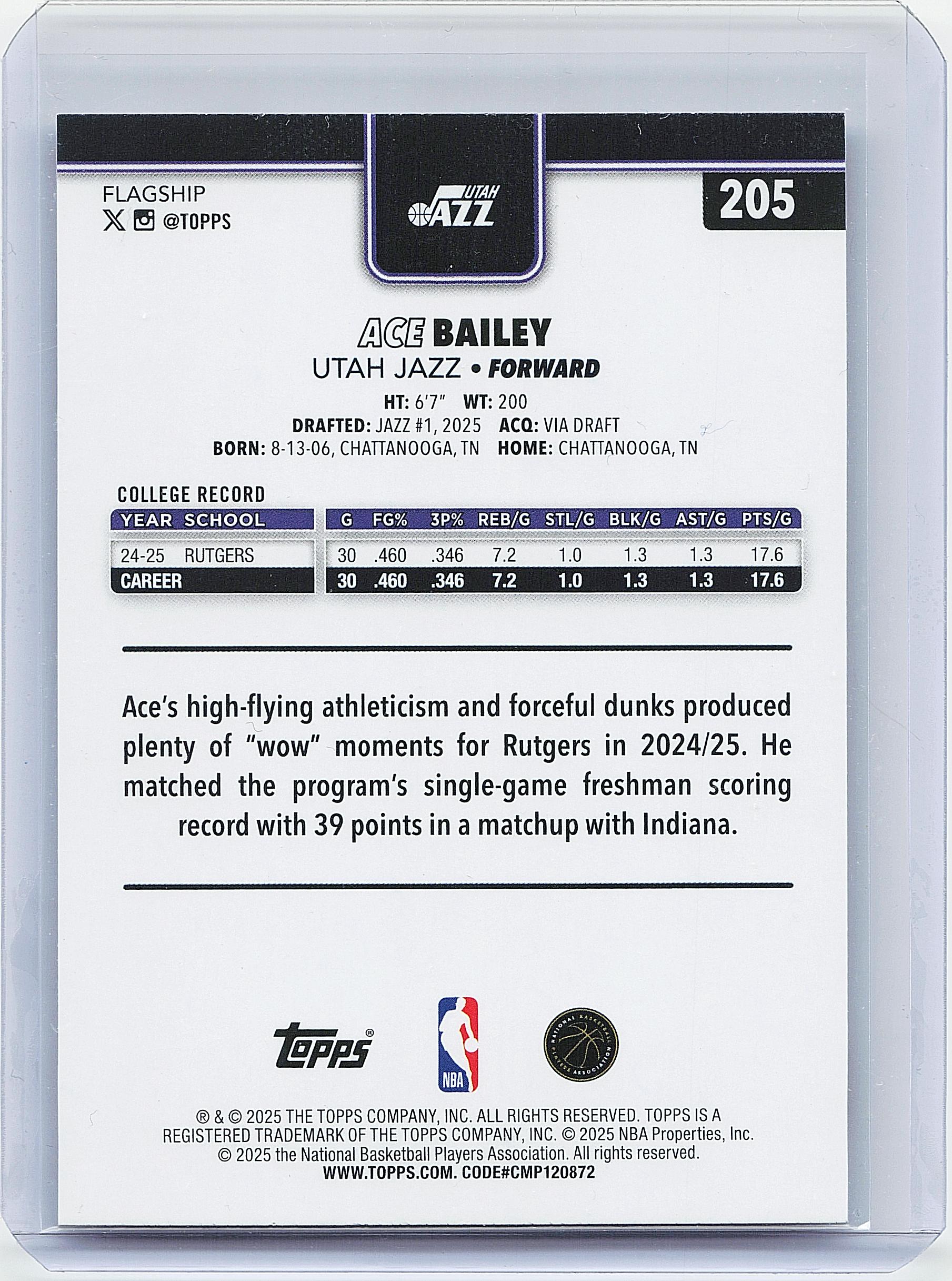 2025-26 Topps #205 Ace Bailey