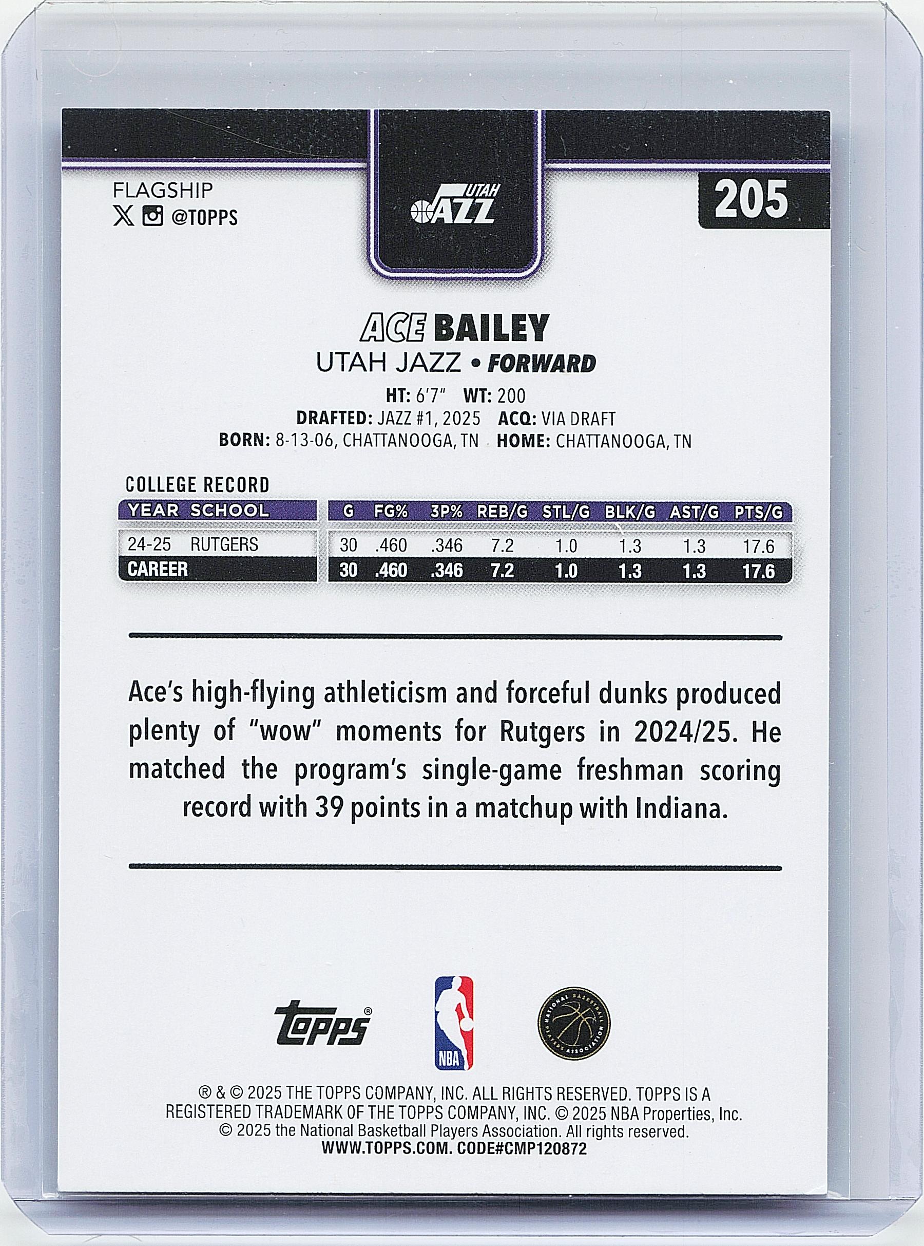 2025-26 Topps #205 Ace Bailey