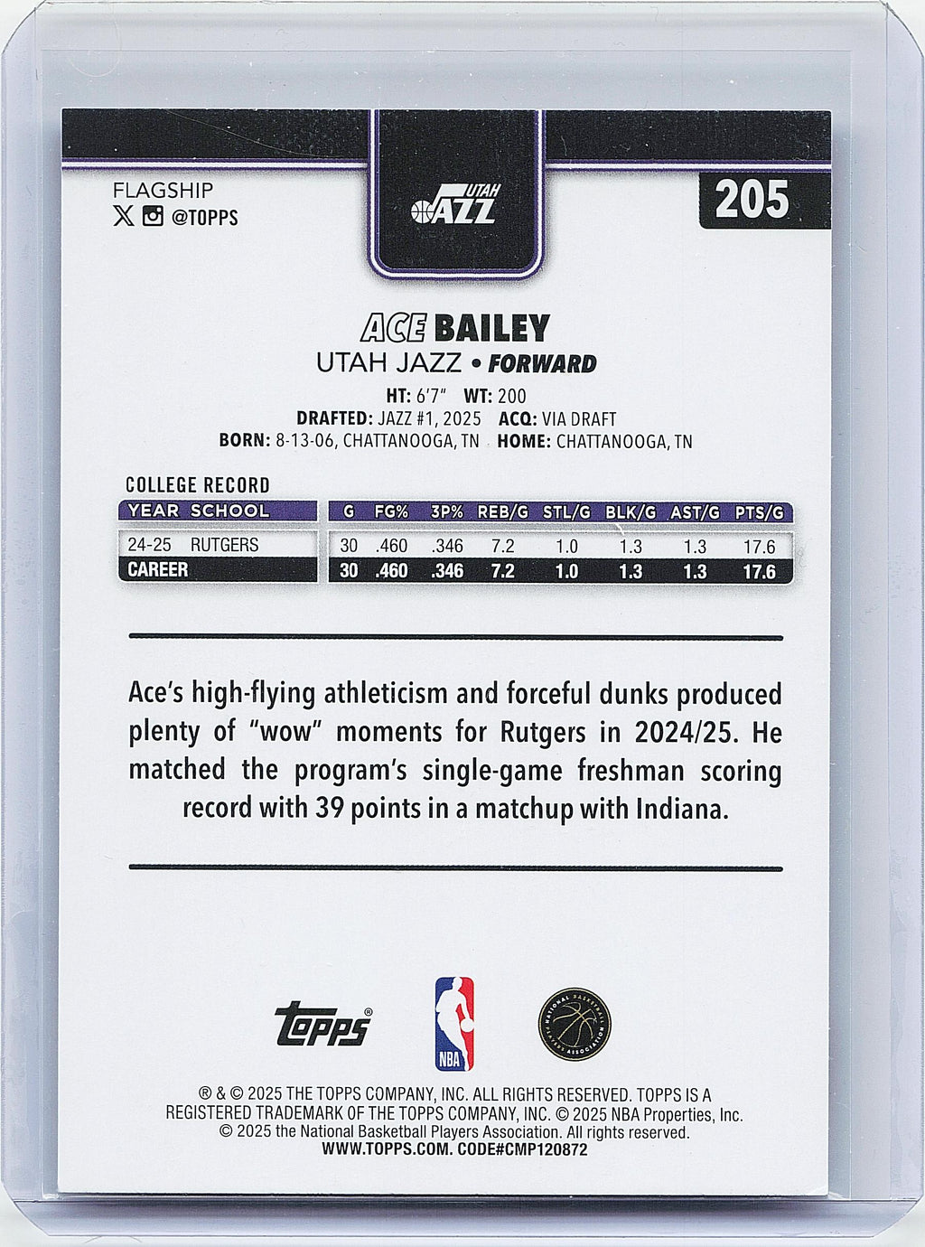 2025-26 Topps #205 Ace Bailey