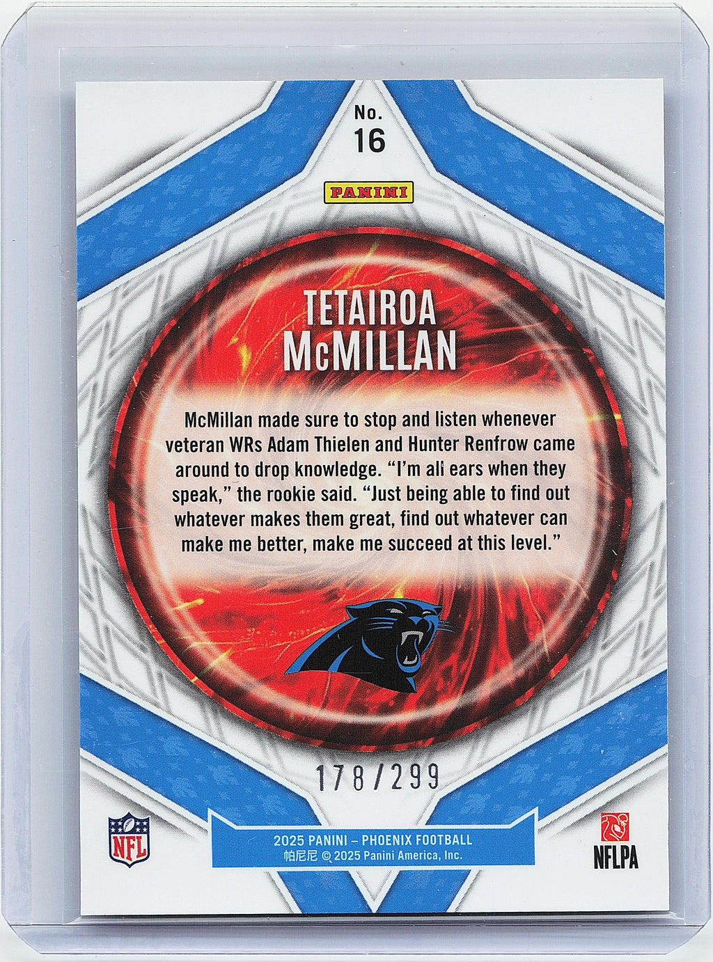 2025 Panini Phoenix #16 Tetairoa McMillan Paragon Silver Pyramids #/299