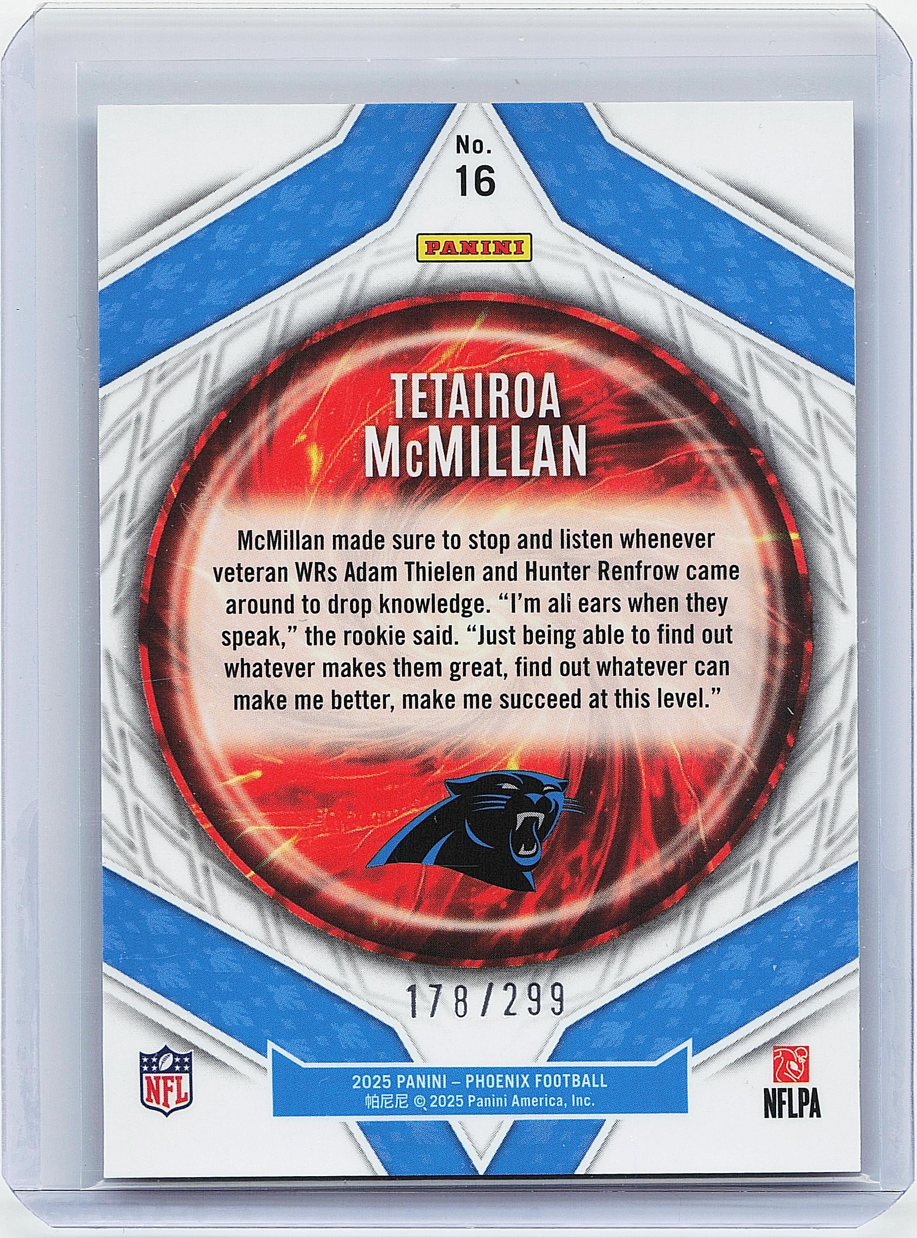 2025 Panini Phoenix #16 Tetairoa McMillan Paragon Silver Pyramids #/299