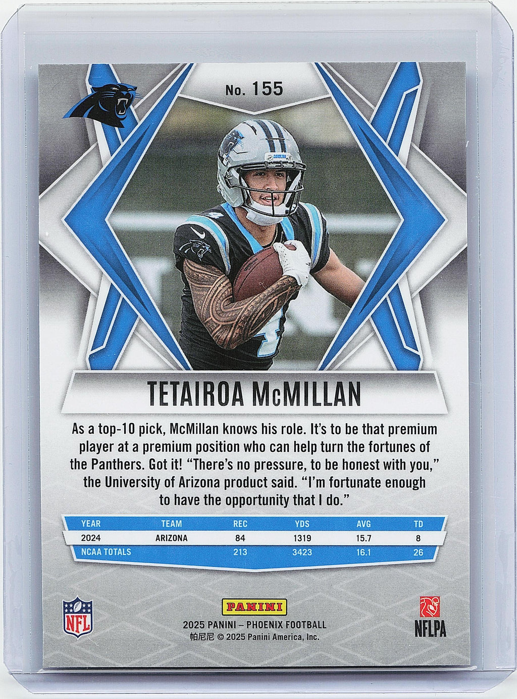 2025 Panini Phoenix #155 Tetairoa McMillan Silver Hyper Prizm