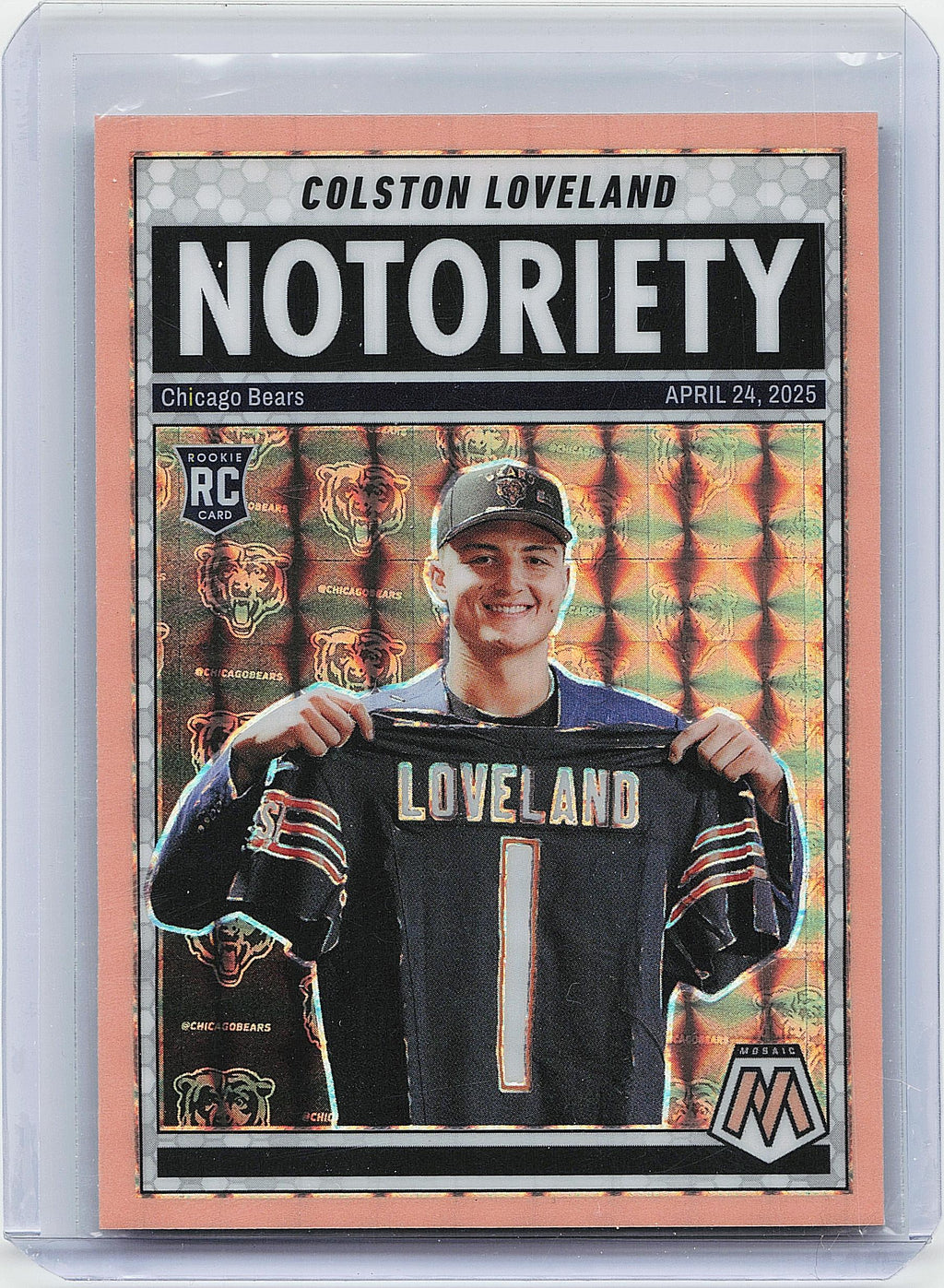 2025 Panini Mosaic #24 Colston Loveland Notoriety Mosaic Orange Fluorescent