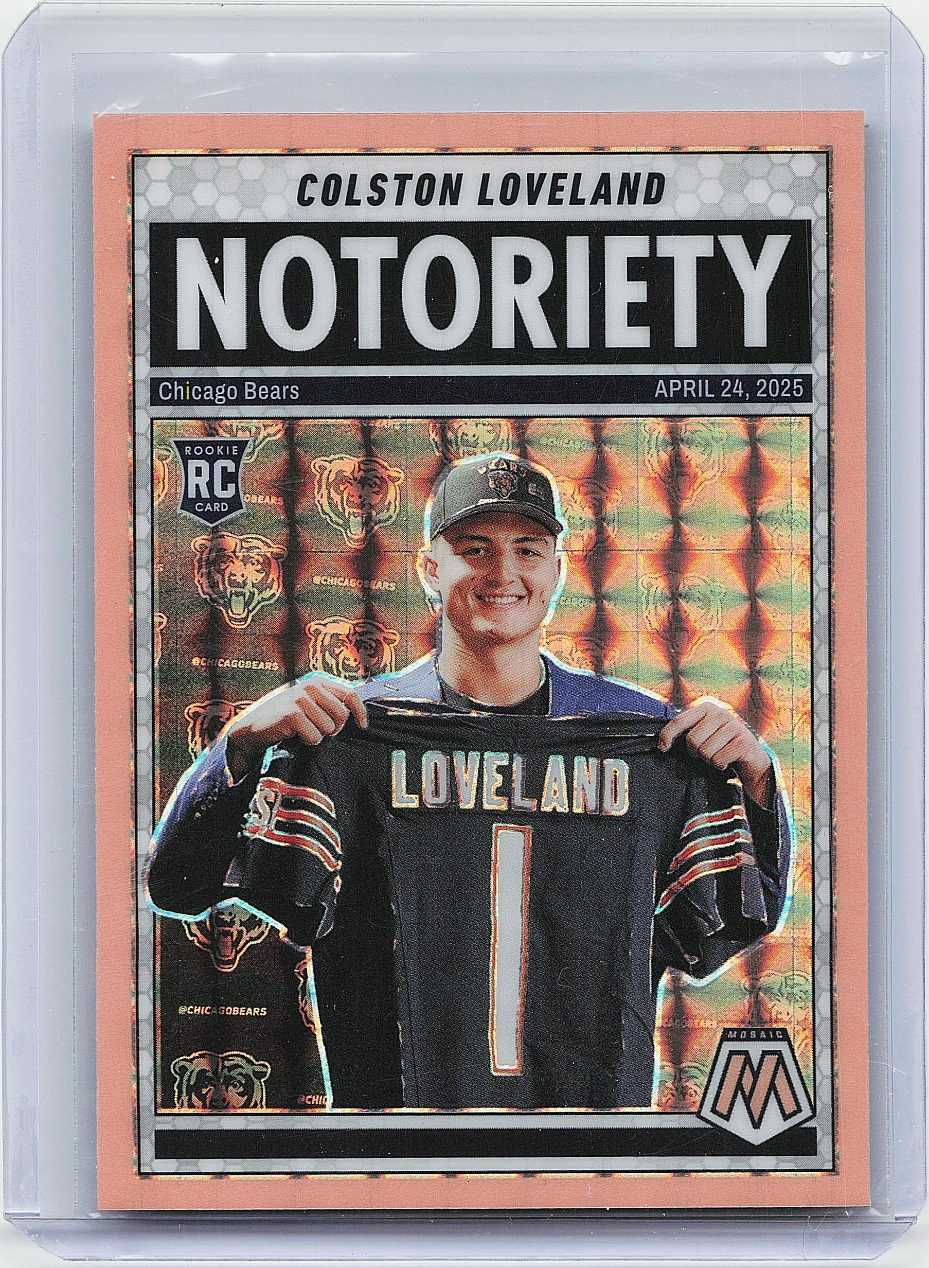 2025 Panini Mosaic #24 Colston Loveland Notoriety Mosaic Orange Fluorescent