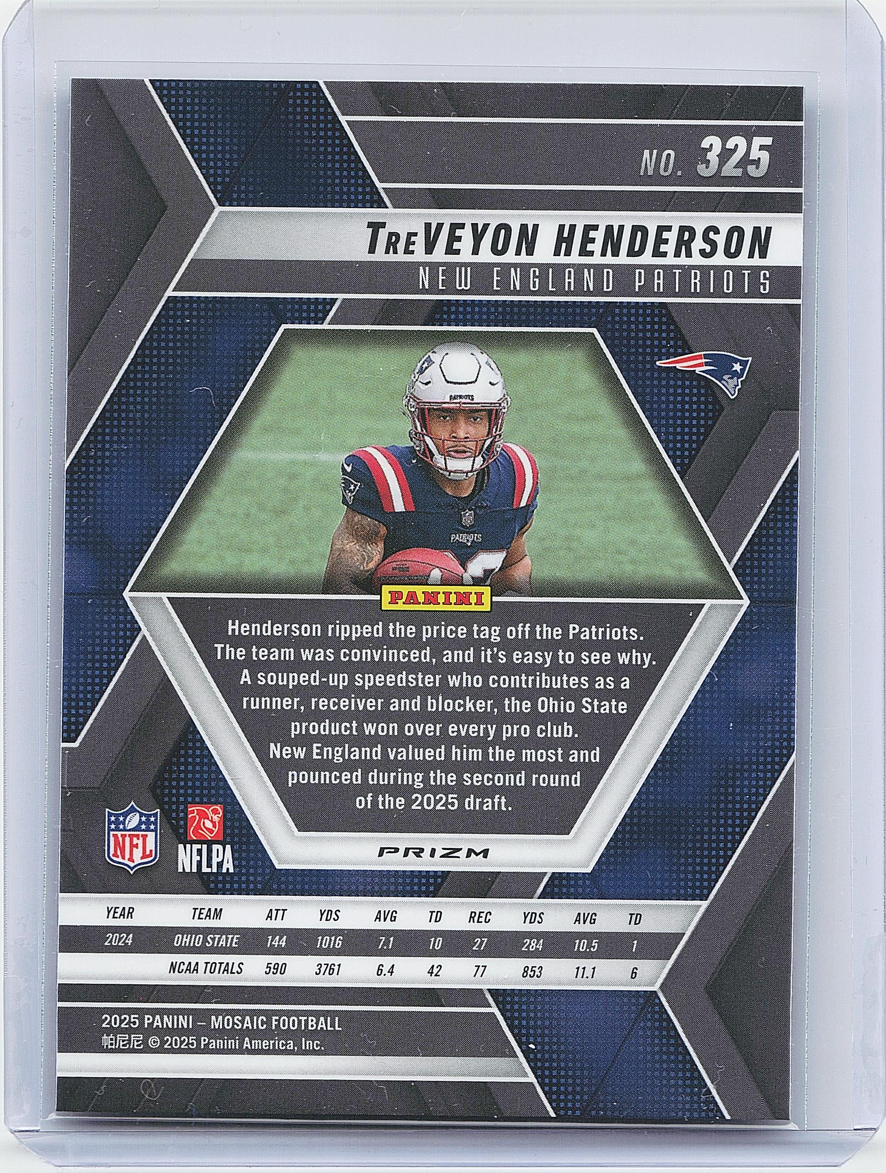 2025 Panini Mosaic #325 TreVeyon Henderson Mosaic