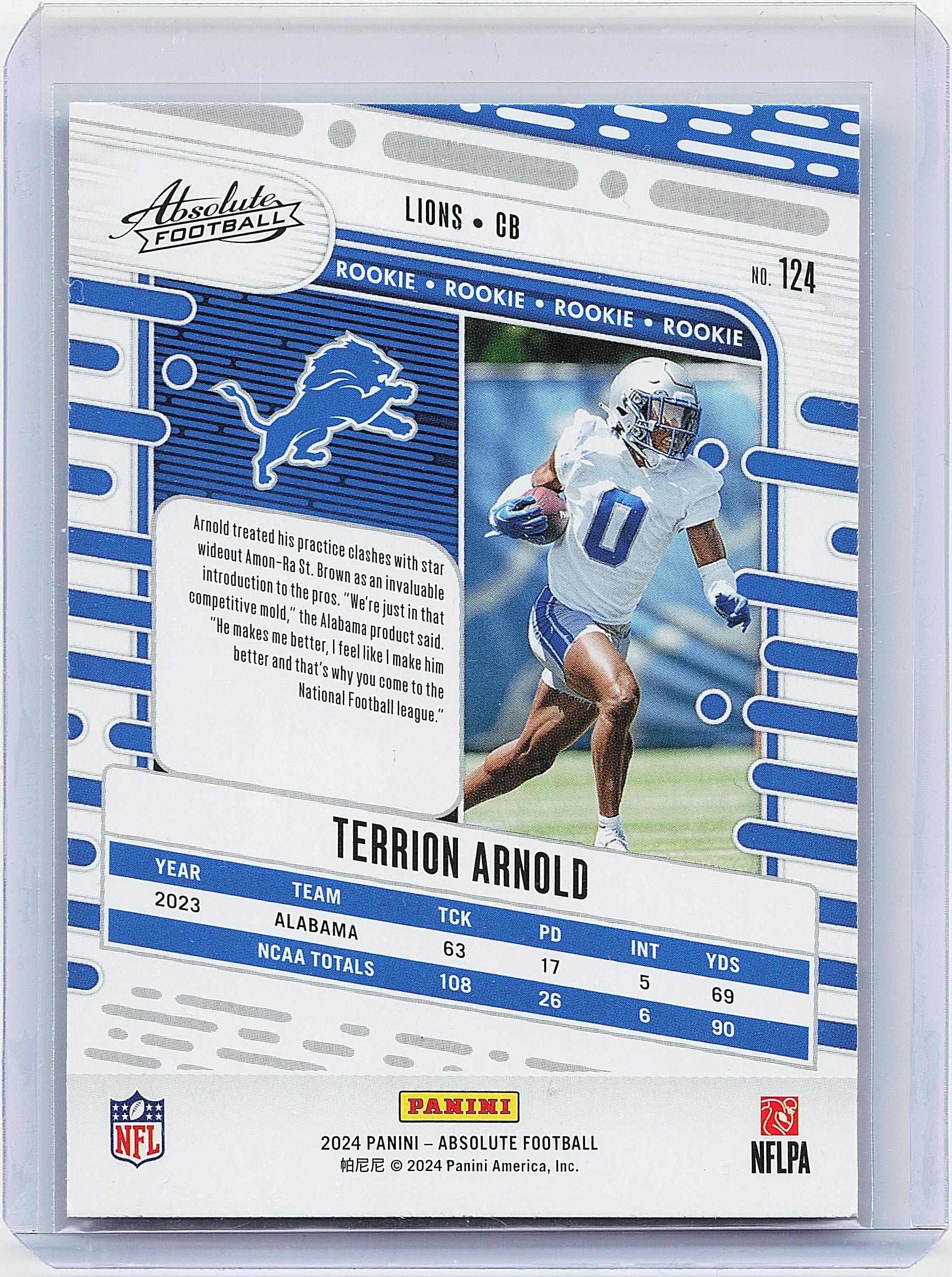 2024 Panini Absolute #124 Terrion Arnold Retail