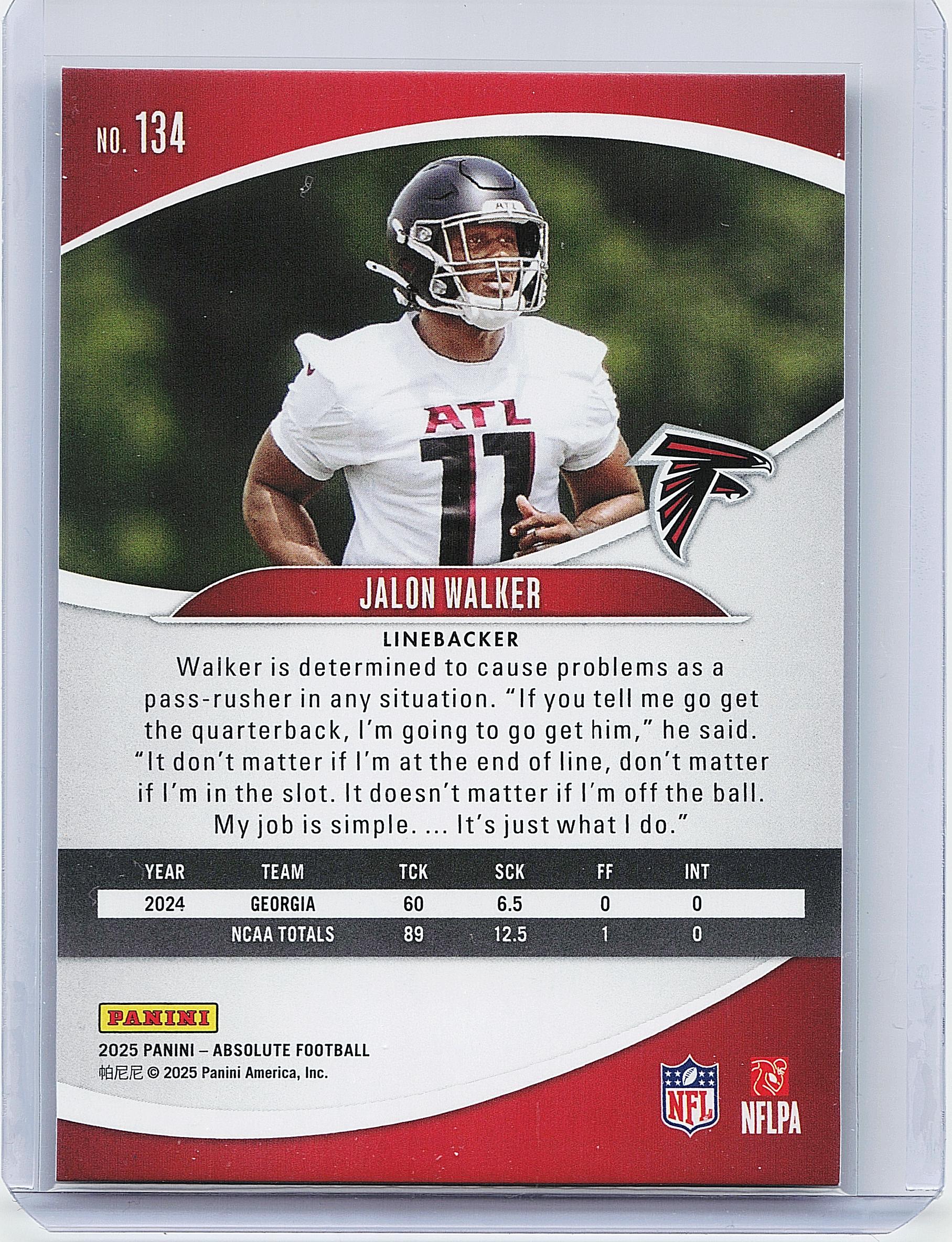 2025 Panini Absolute #134 Jalon Walker Retail