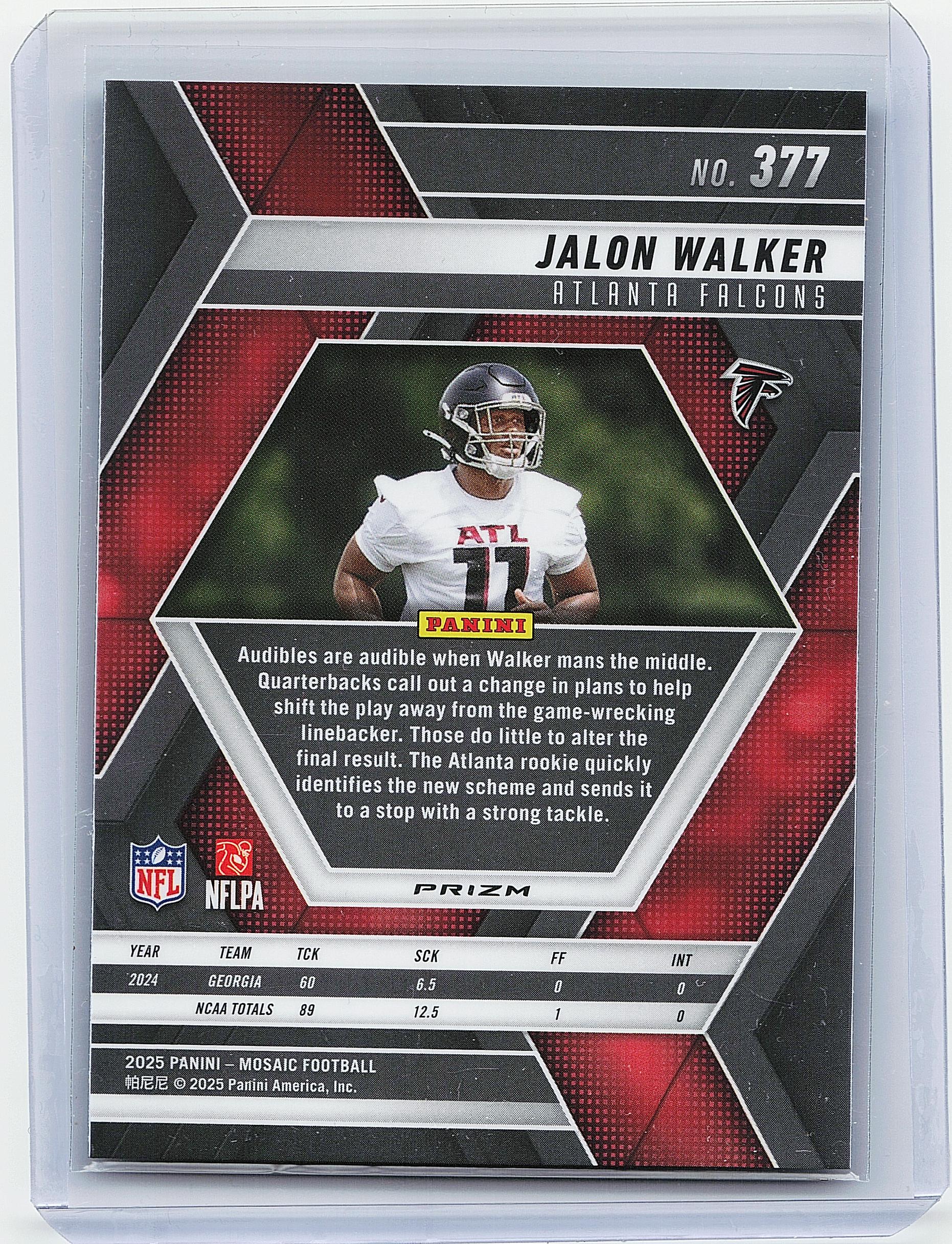 2025 Panini Mosaic #377 Jalon Walker Mosaic Green