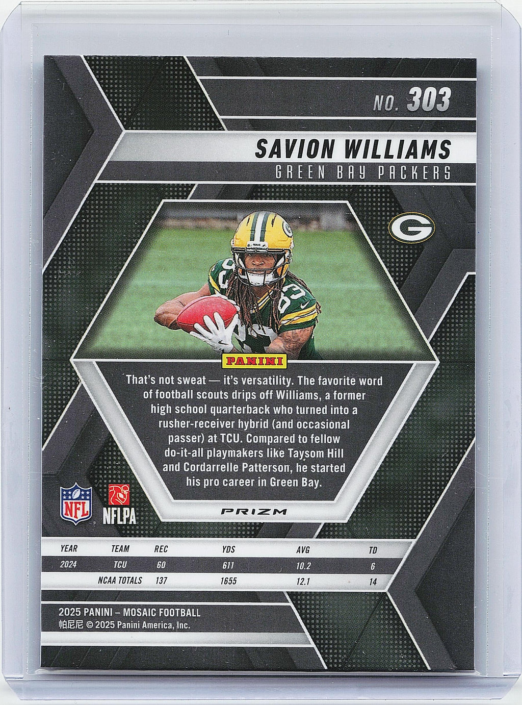 2025 Panini Mosaic #303 Savion Williams Mosaic Red and White Stripe